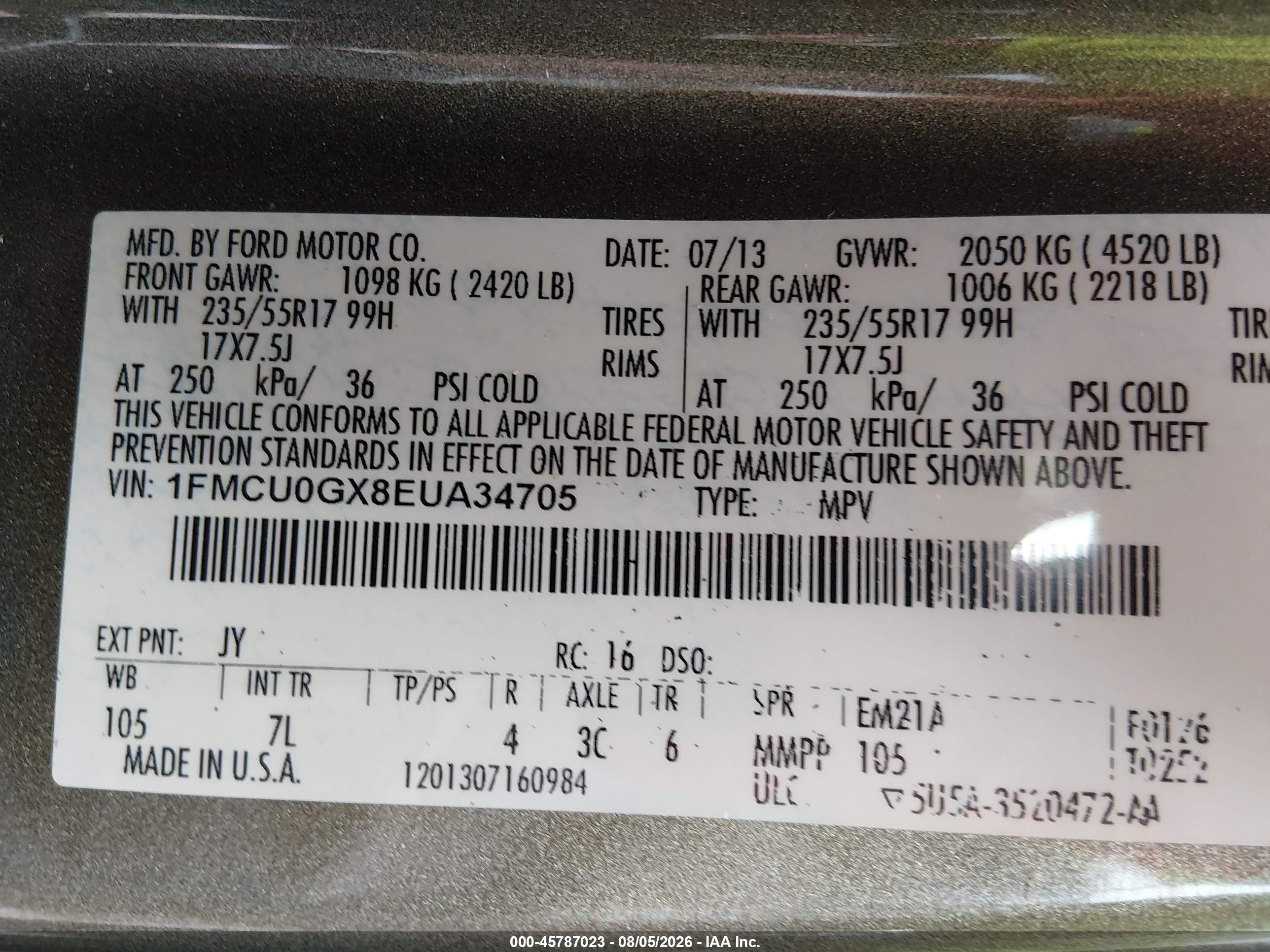2014 Ford Escape Se Green vin: 1FMCU0GX8EUA34705