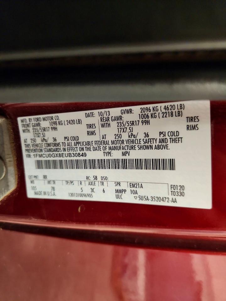 2014 Ford Escape Se Red vin: 1FMCU0GX8EUB30849
