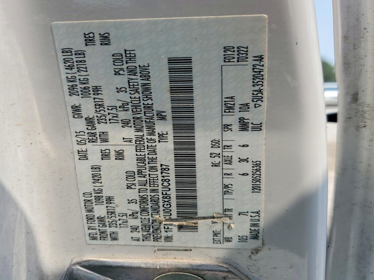 2015 Ford Escape Se White vin: 1FMCU0GX8FUC81787