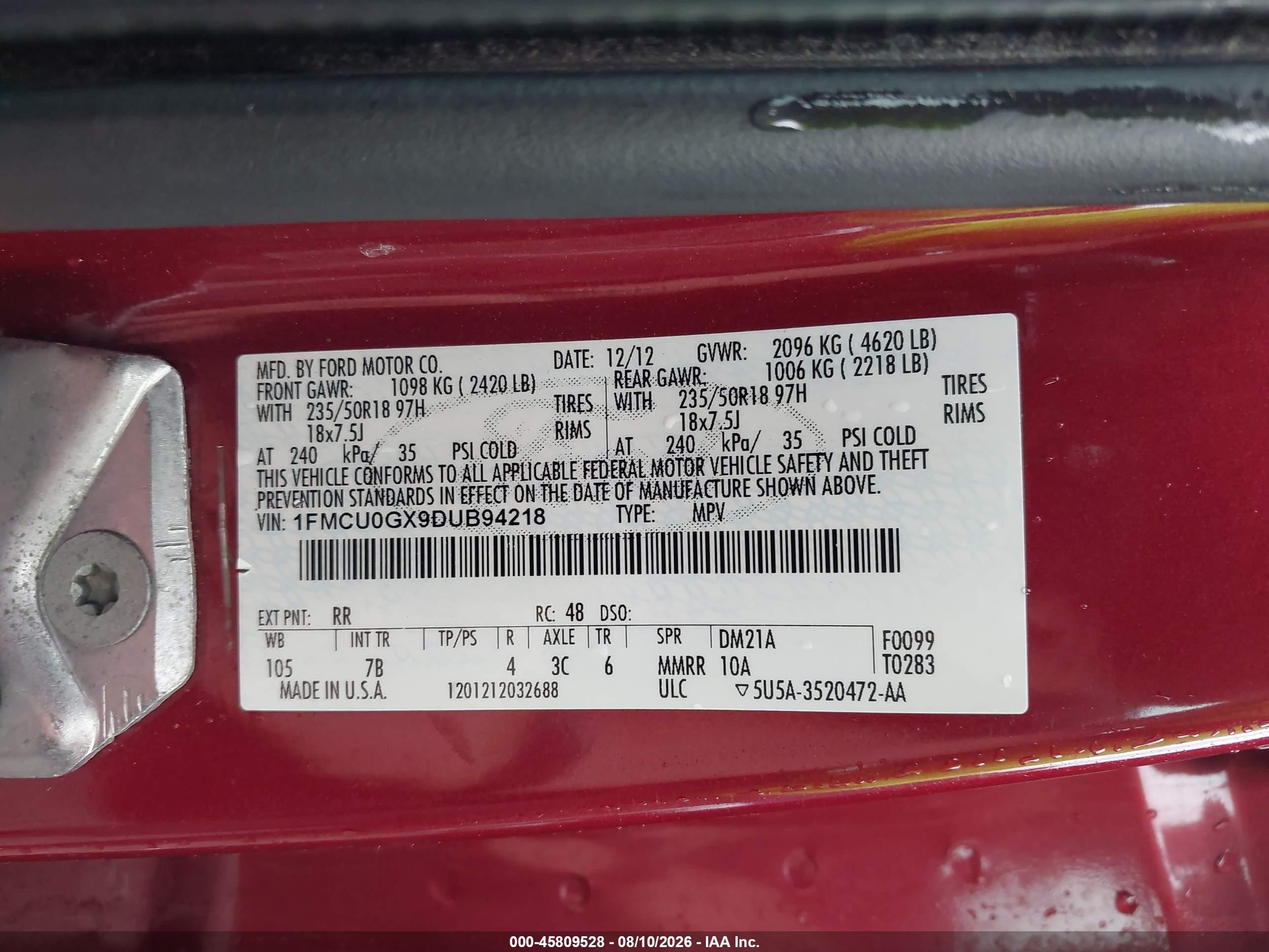 2013 Ford Escape Se Красный vin: 1FMCU0GX9DUB94218
