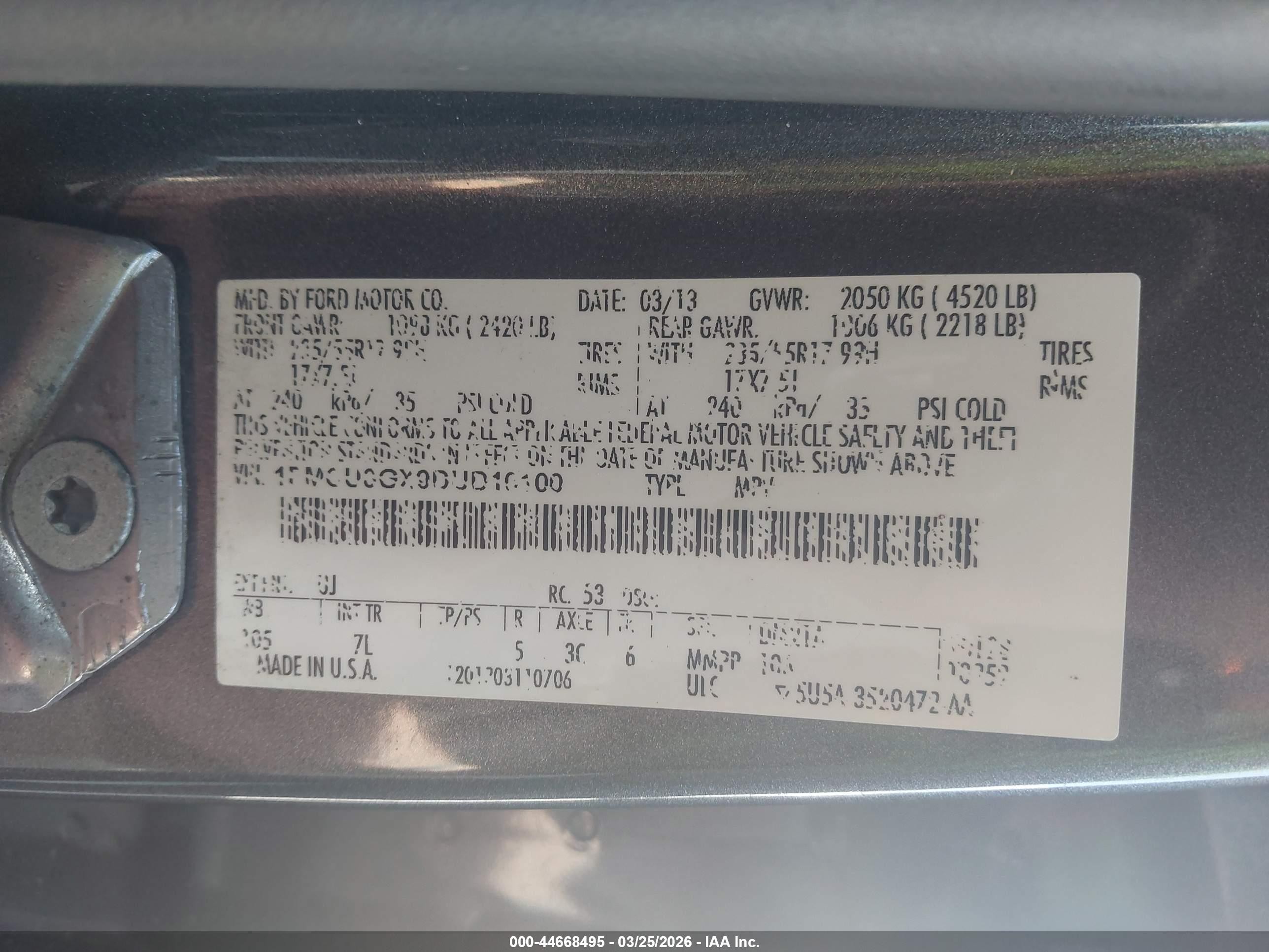 2013 Ford Escape Se Gray vin: 1FMCU0GX9DUD10100