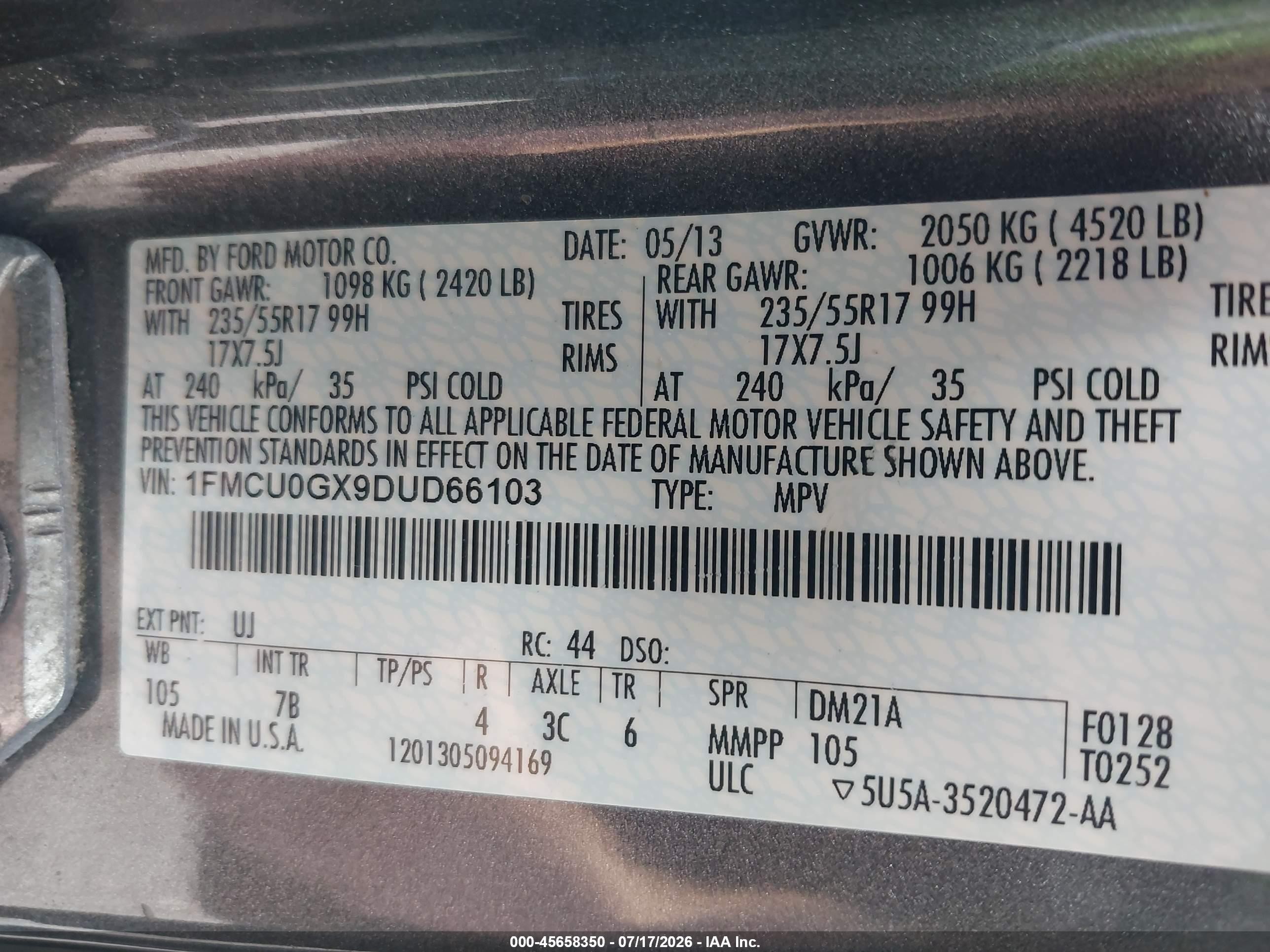 2013 Ford Escape Se Серебряный vin: 1FMCU0GX9DUD66103