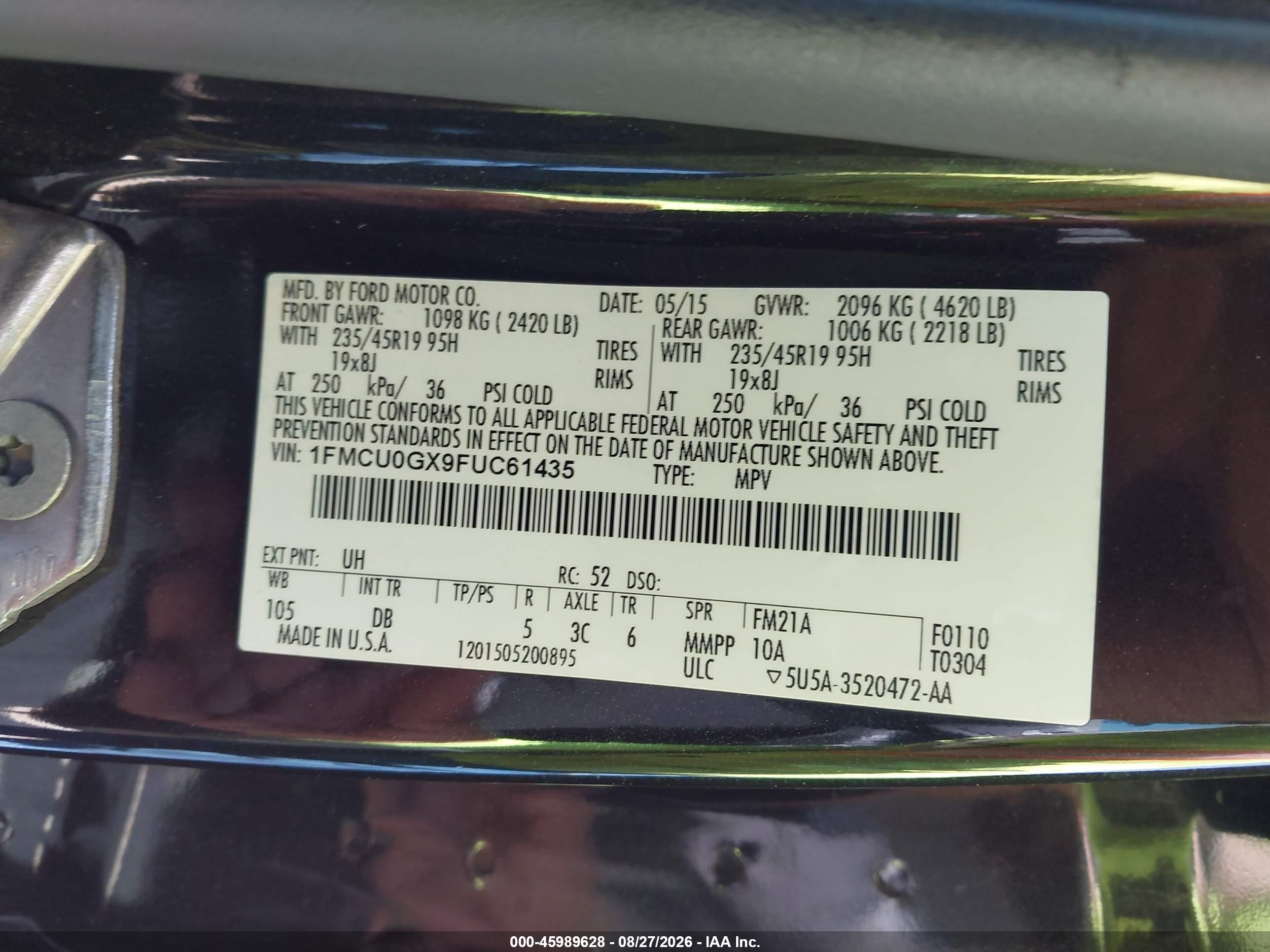 2015 Ford Escape Se Черный vin: 1FMCU0GX9FUC61435