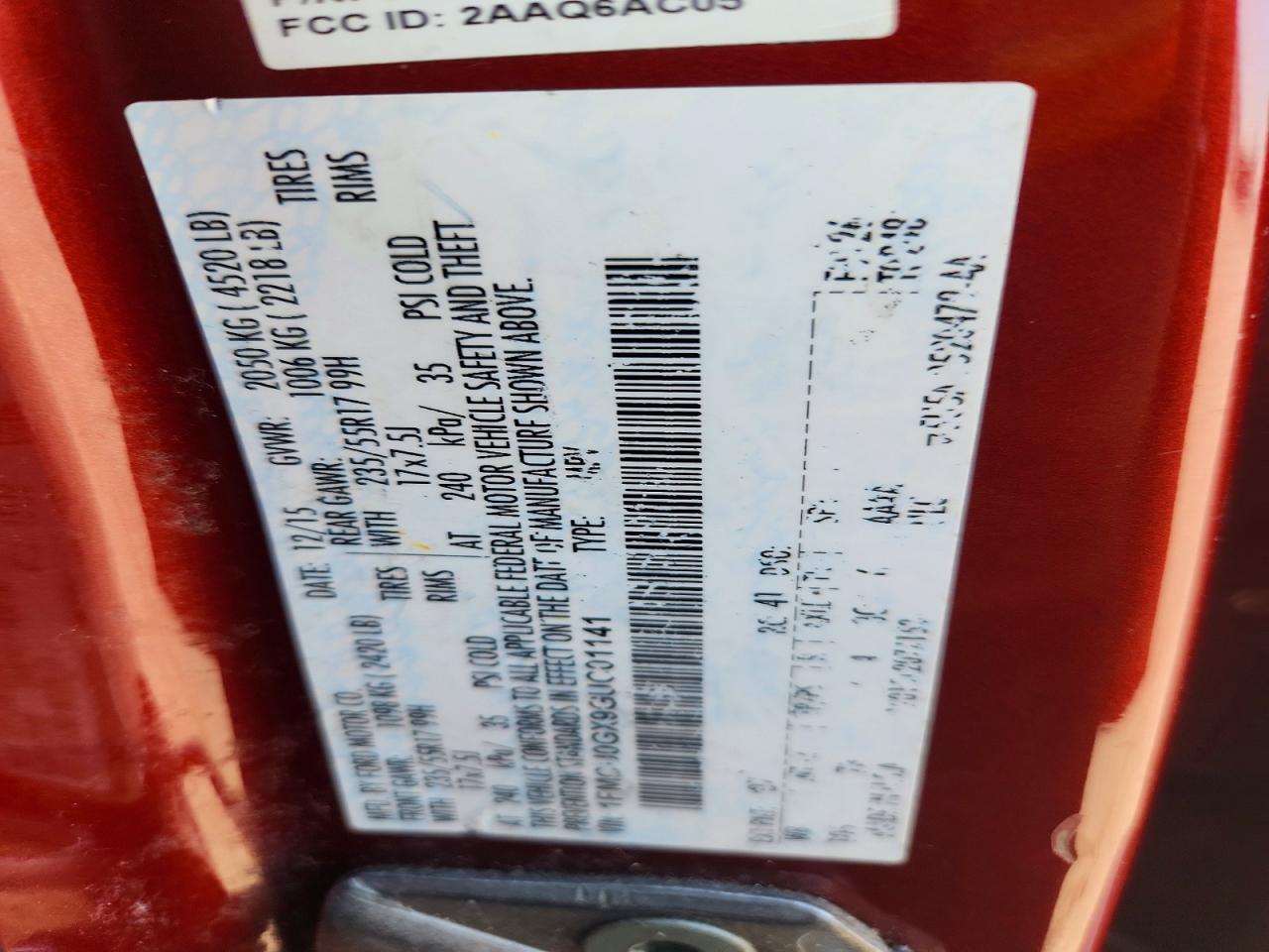 2016 Ford Escape Se Red vin: 1FMCU0GX9GUC01141