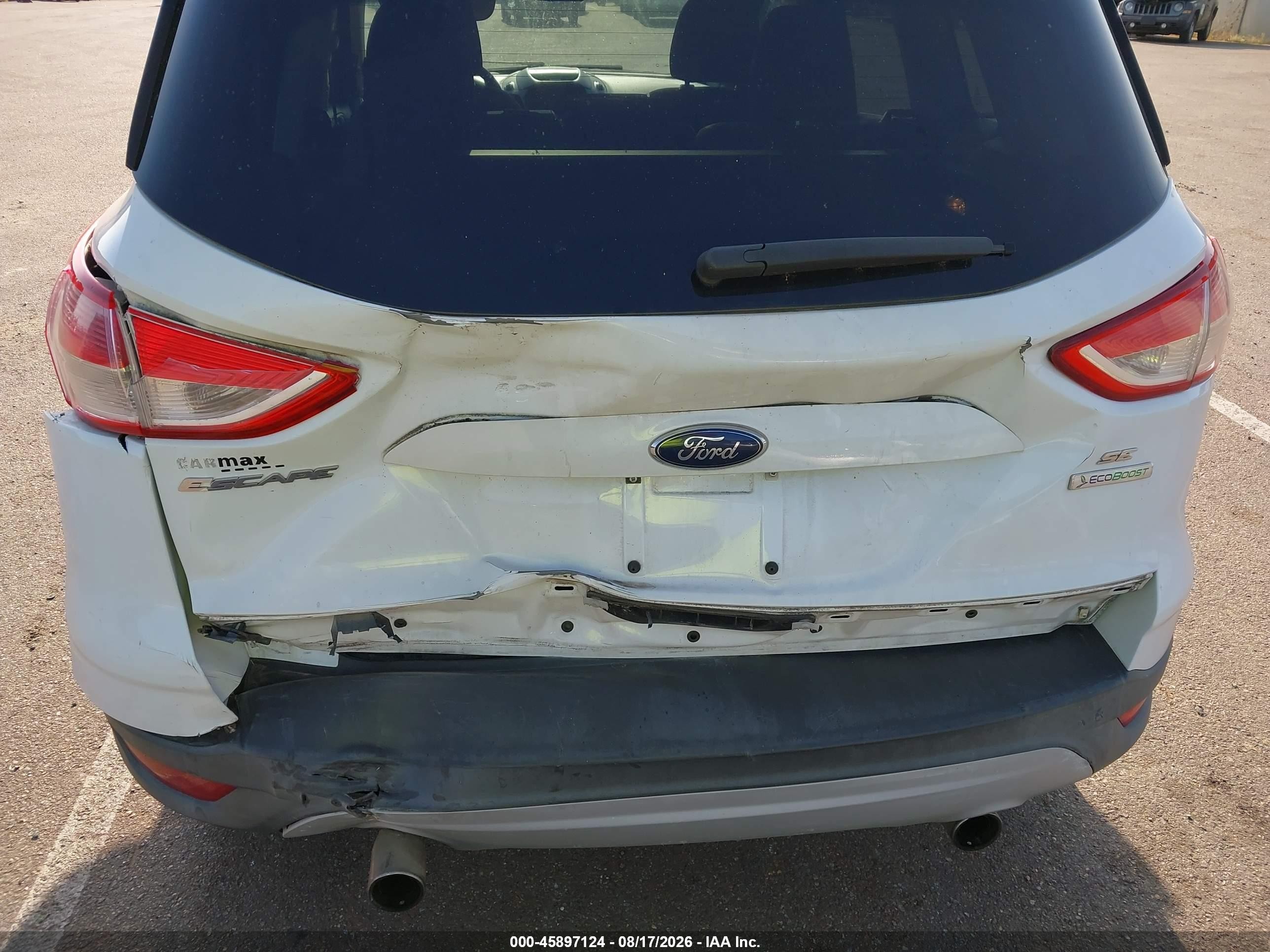 2013 Ford Escape Se White vin: 1FMCU0GXXDUB77606