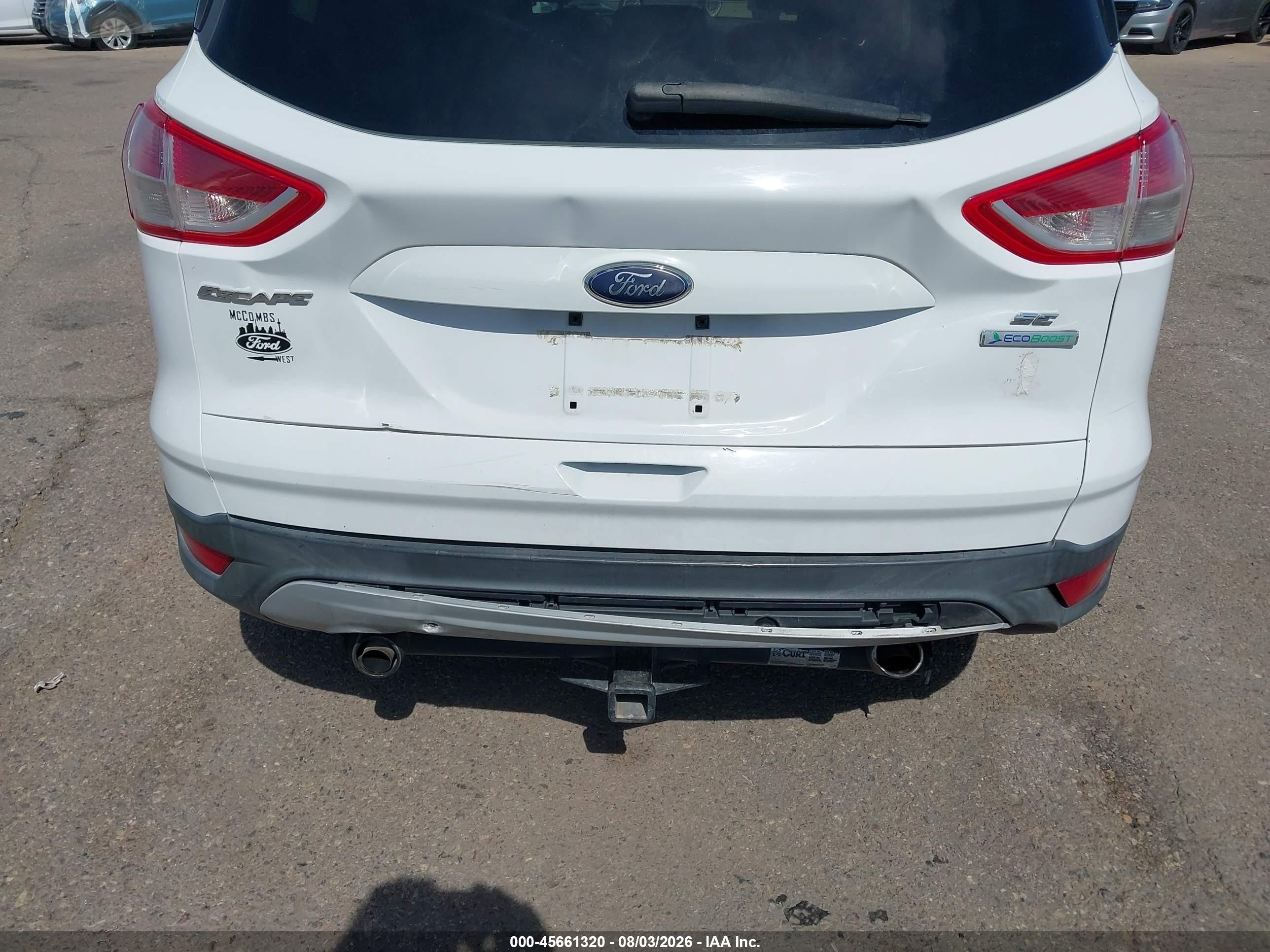 2013 Ford Escape Se Белый vin: 1FMCU0GXXDUD23695