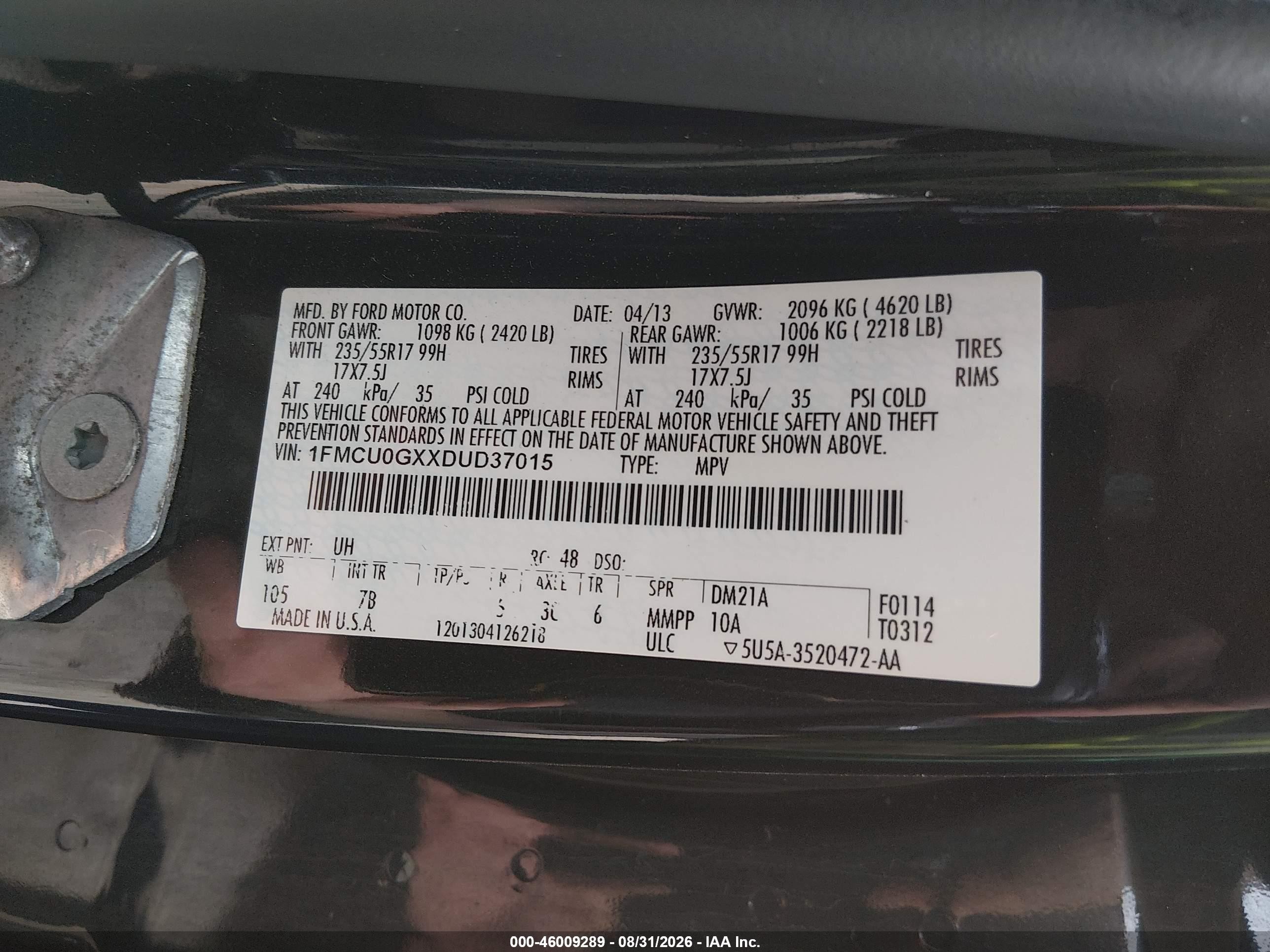 2013 Ford Escape Se Черный vin: 1FMCU0GXXDUD37015