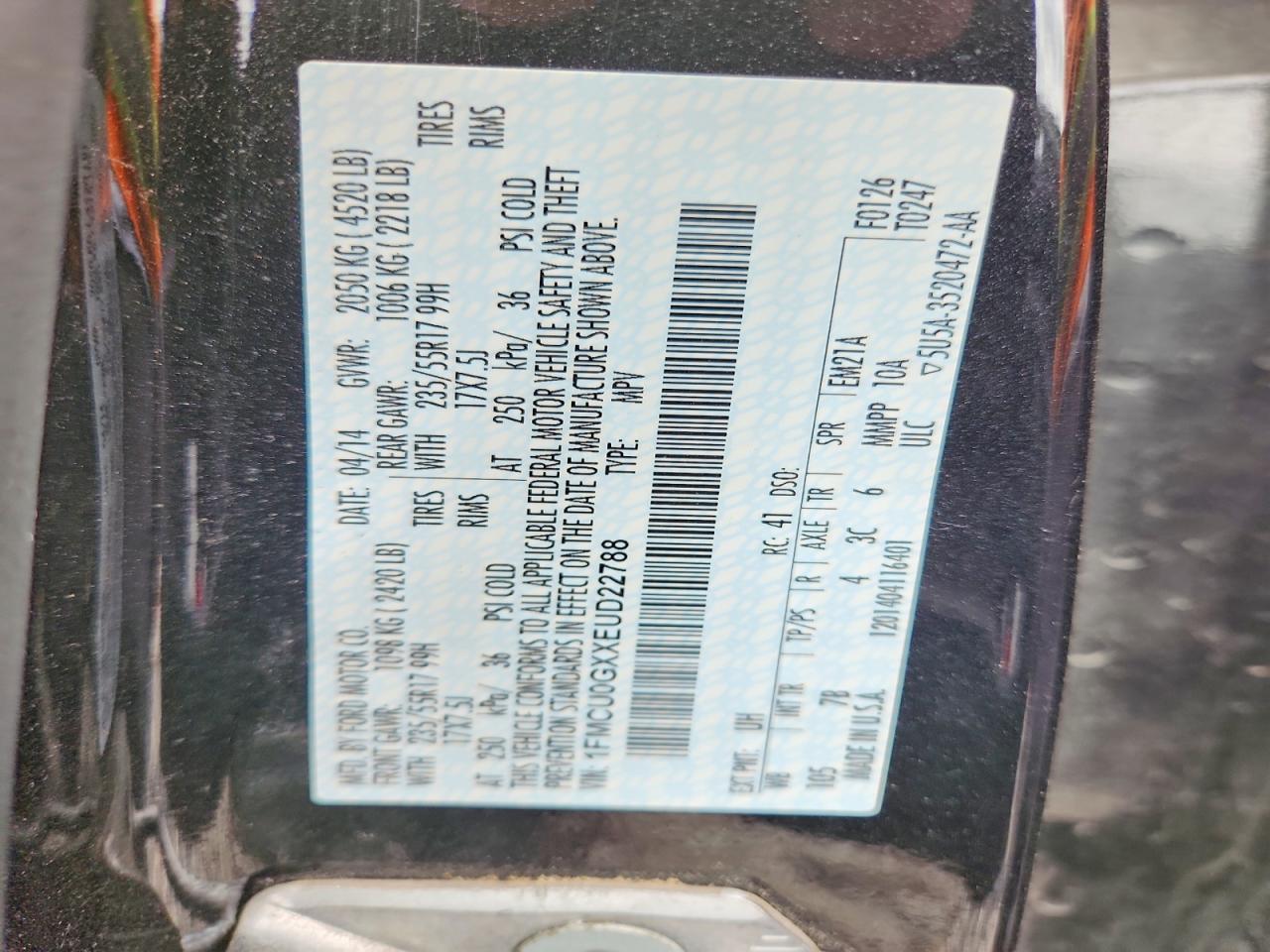 2014 Ford Escape Se Черный vin: 1FMCU0GXXEUD22788