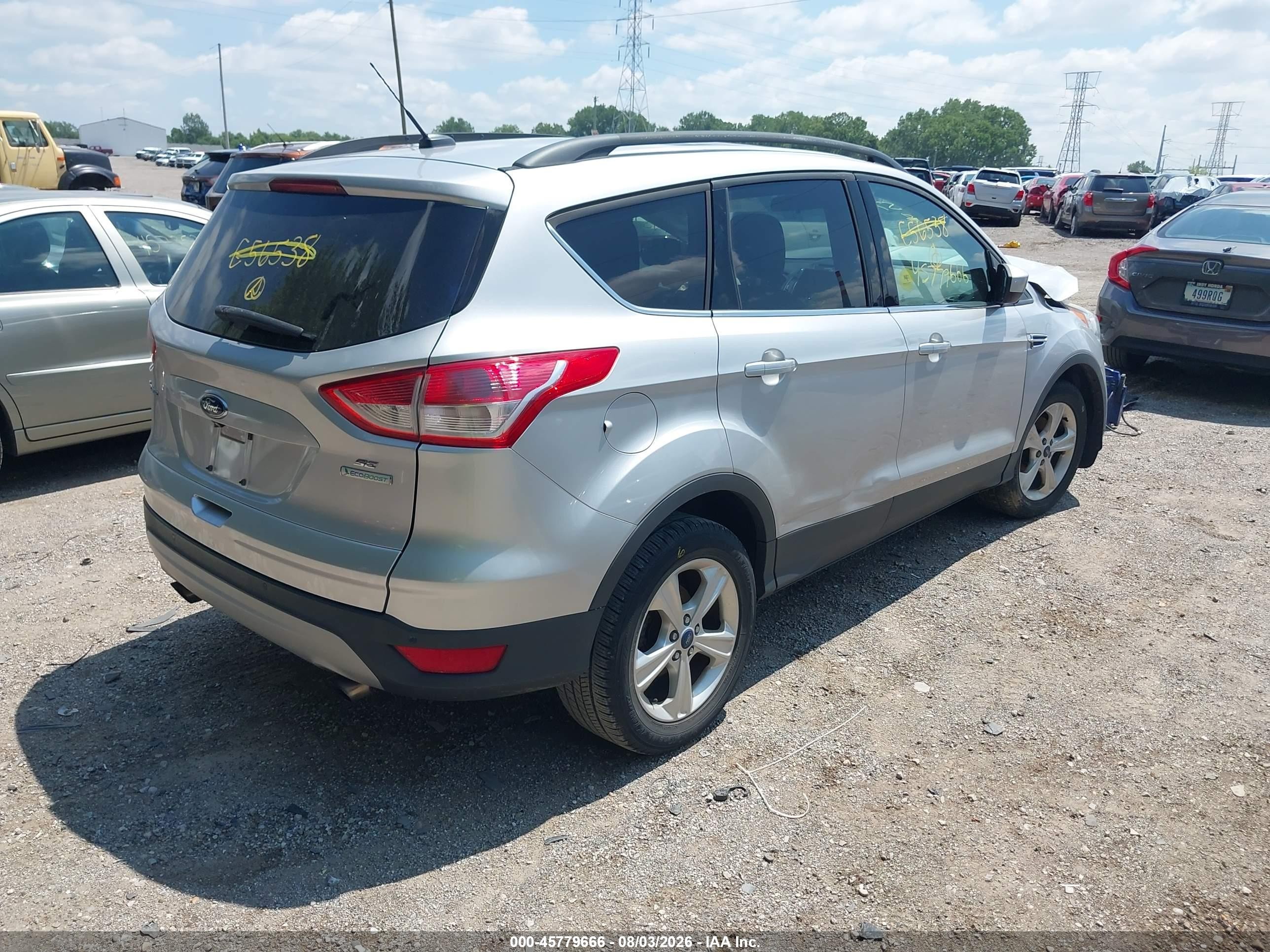 2014 Ford Escape Se Silver vin: 1FMCU0GXXEUE56538