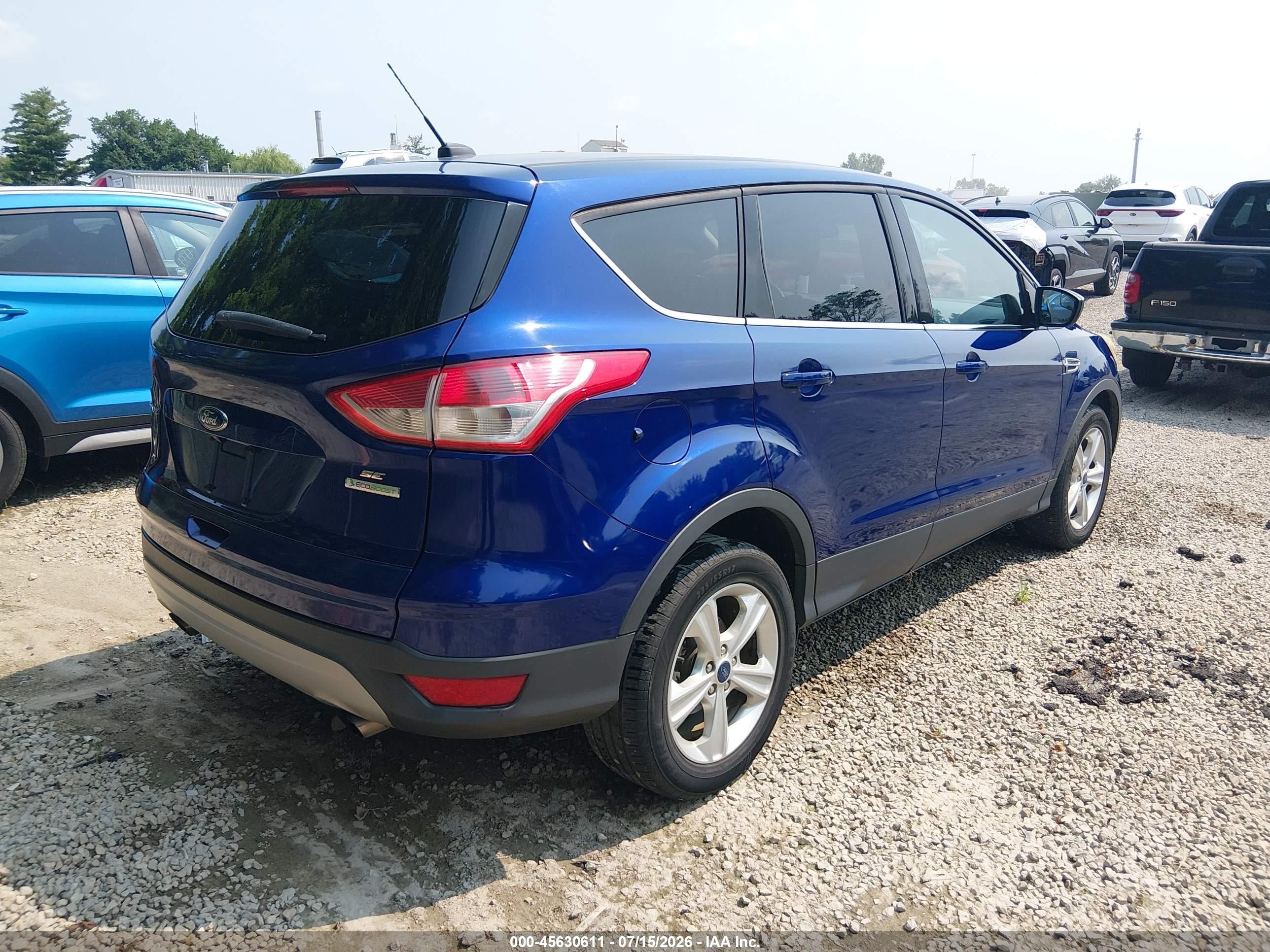 2015 Ford Escape Se Blue vin: 1FMCU0GXXFUB68696