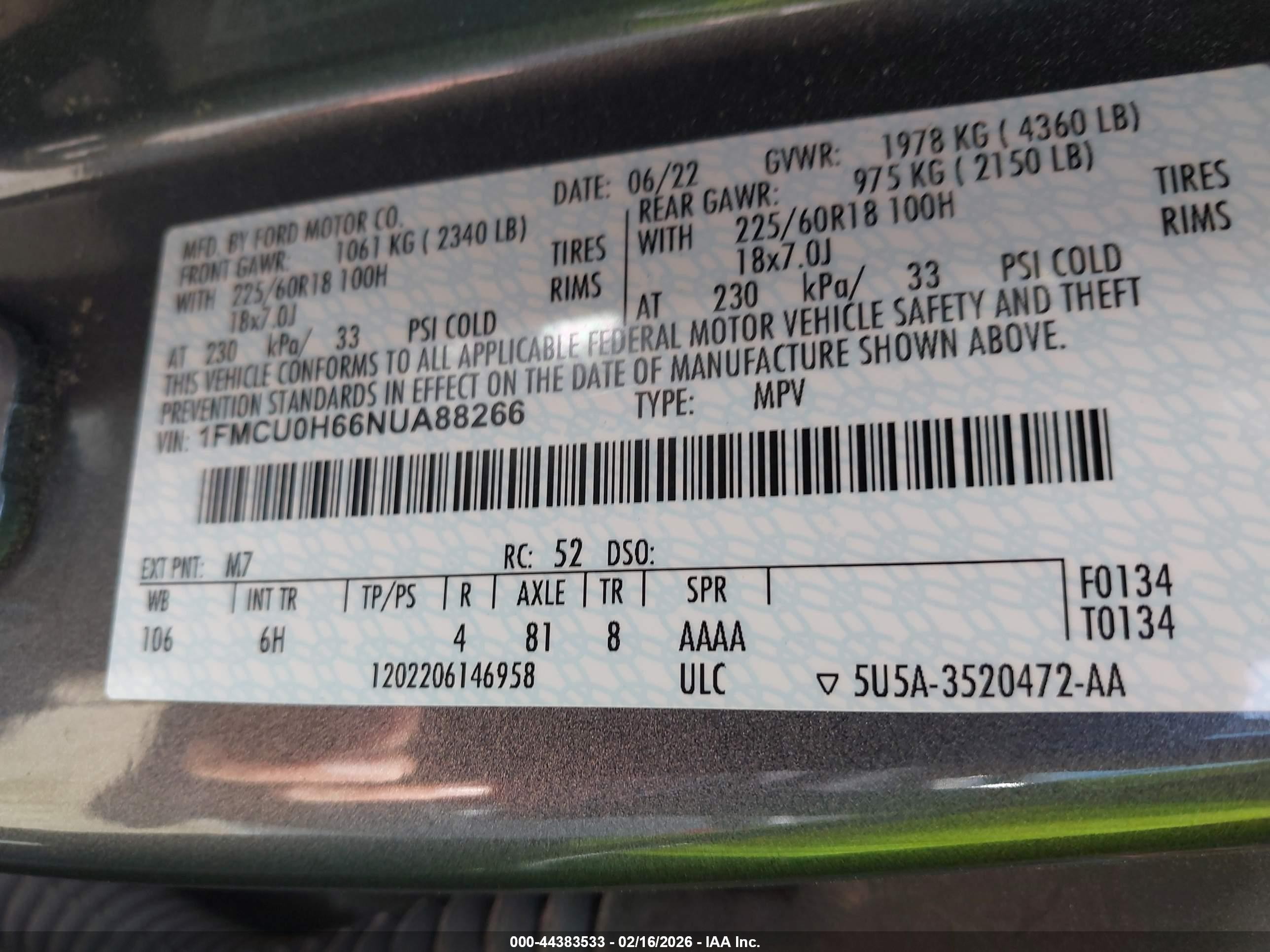 2022 Ford Escape Sel Серый vin: 1FMCU0H66NUA88266