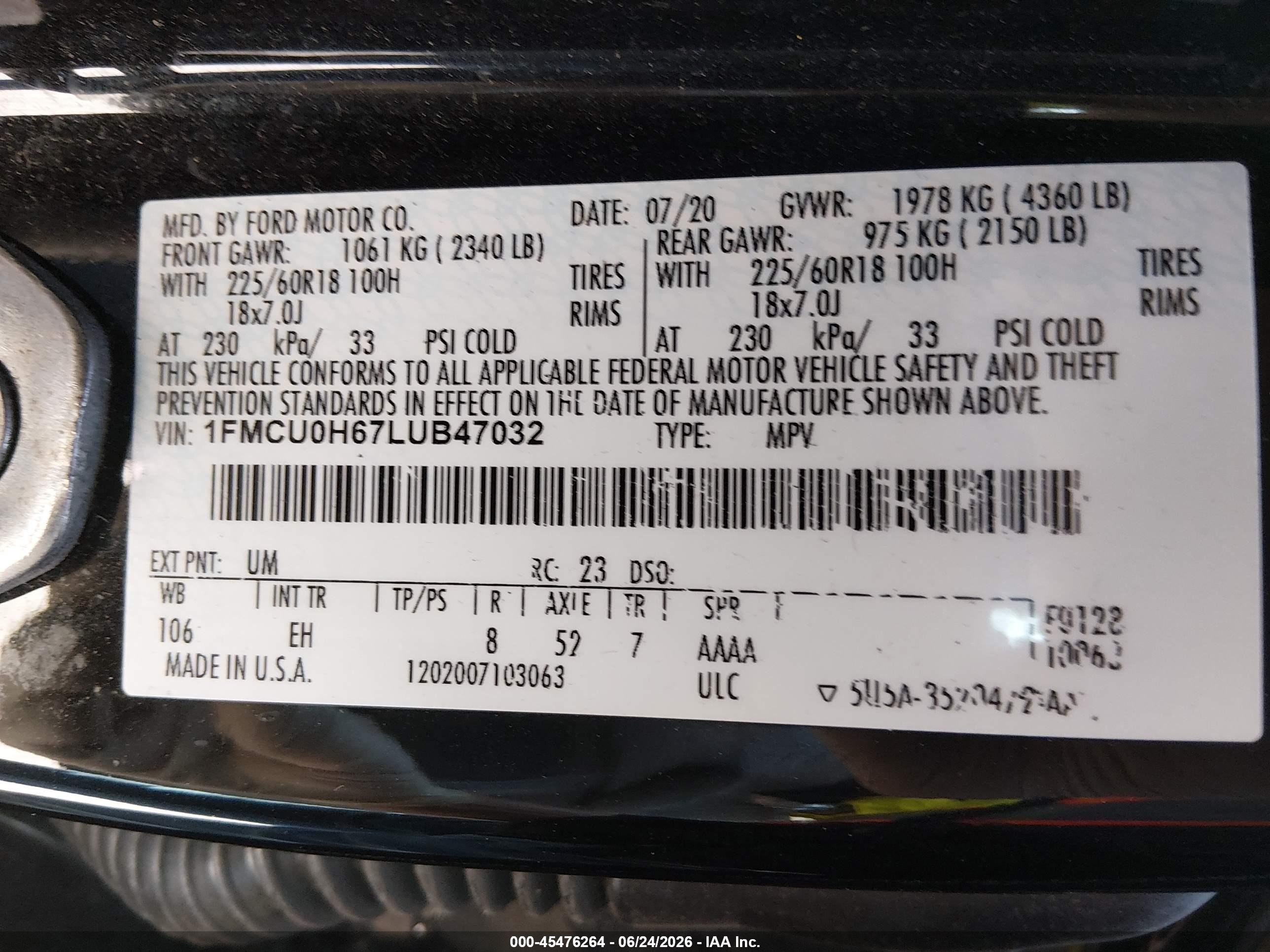 2020 Ford Escape Sel Черный vin: 1FMCU0H67LUB47032