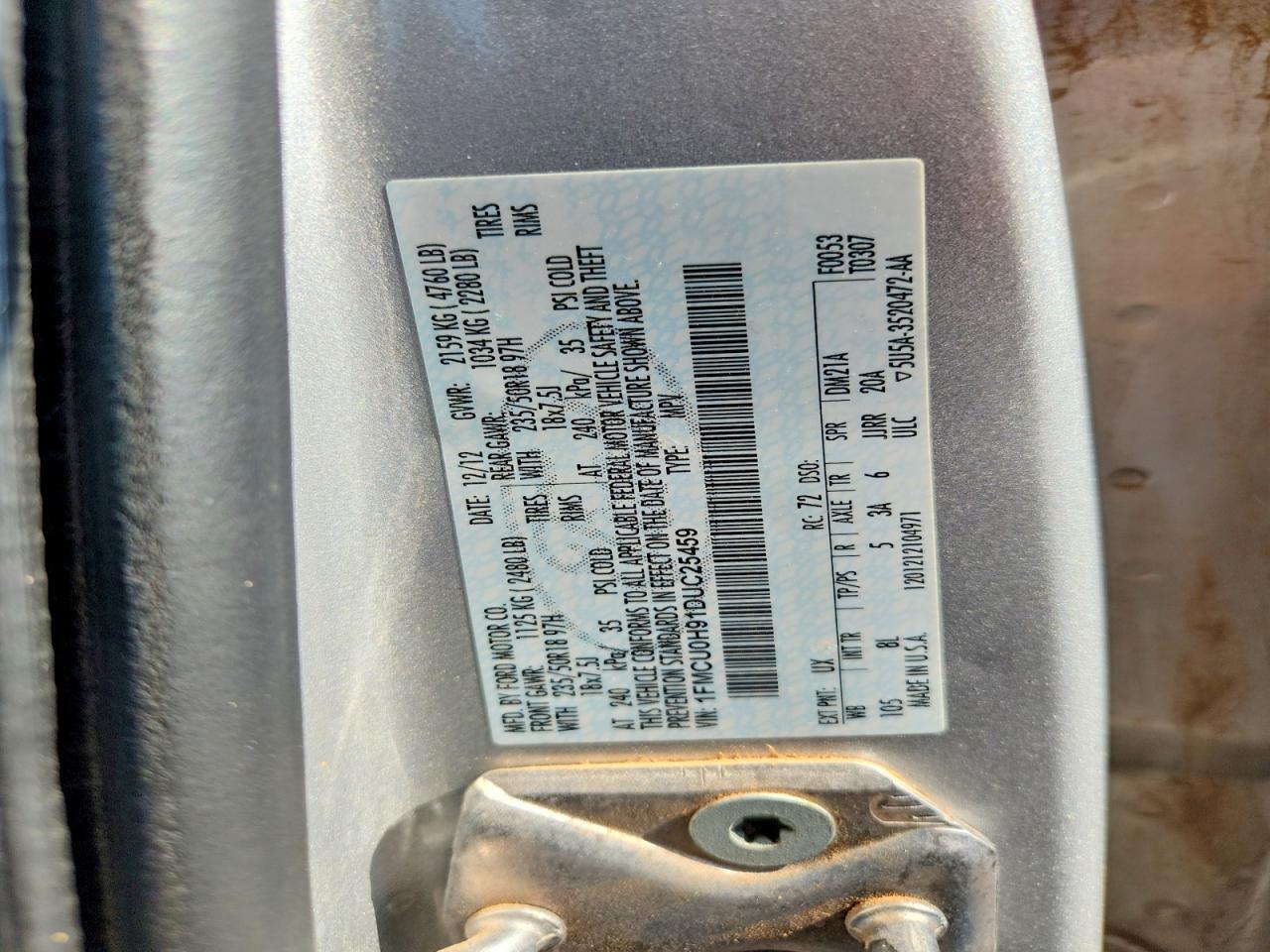 2013 Ford Escape Sel Silver vin: 1FMCU0H91DUC25459