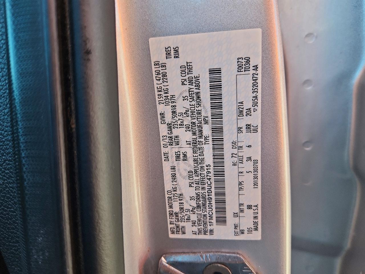 2013 Ford Escape Silver vin: 1FMCU0H91DUC47915