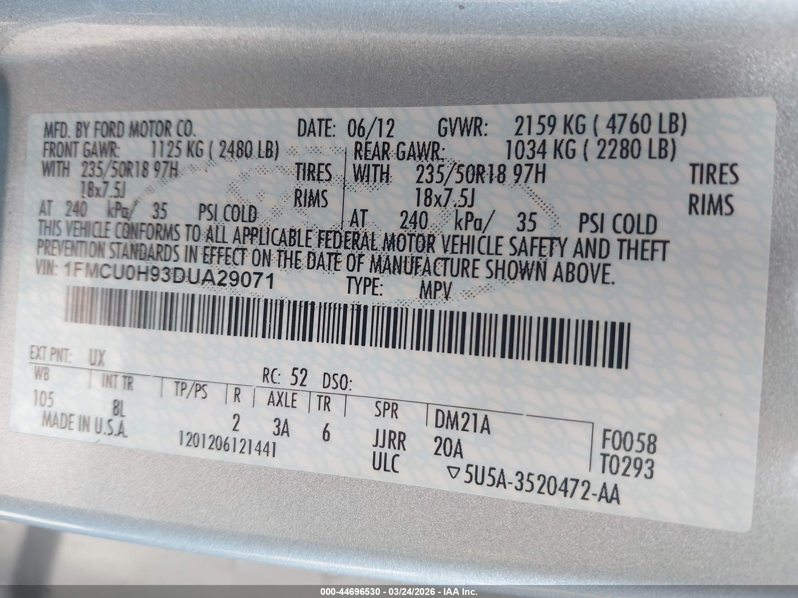 2013 Ford Escape Sel Silver vin: 1FMCU0H93DUA29071