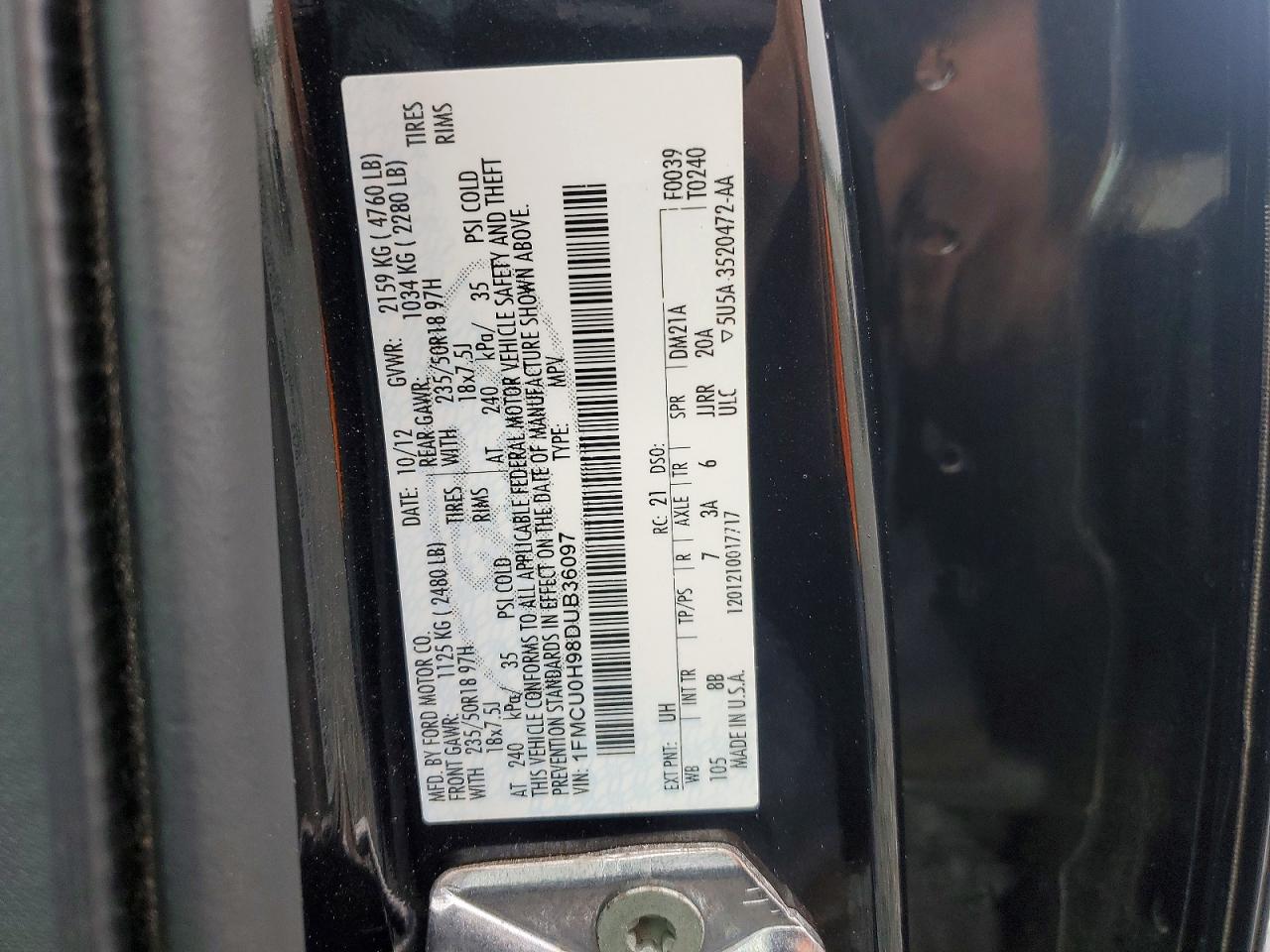 2013 Ford Escape Sel Black vin: 1FMCU0H98DUB36097