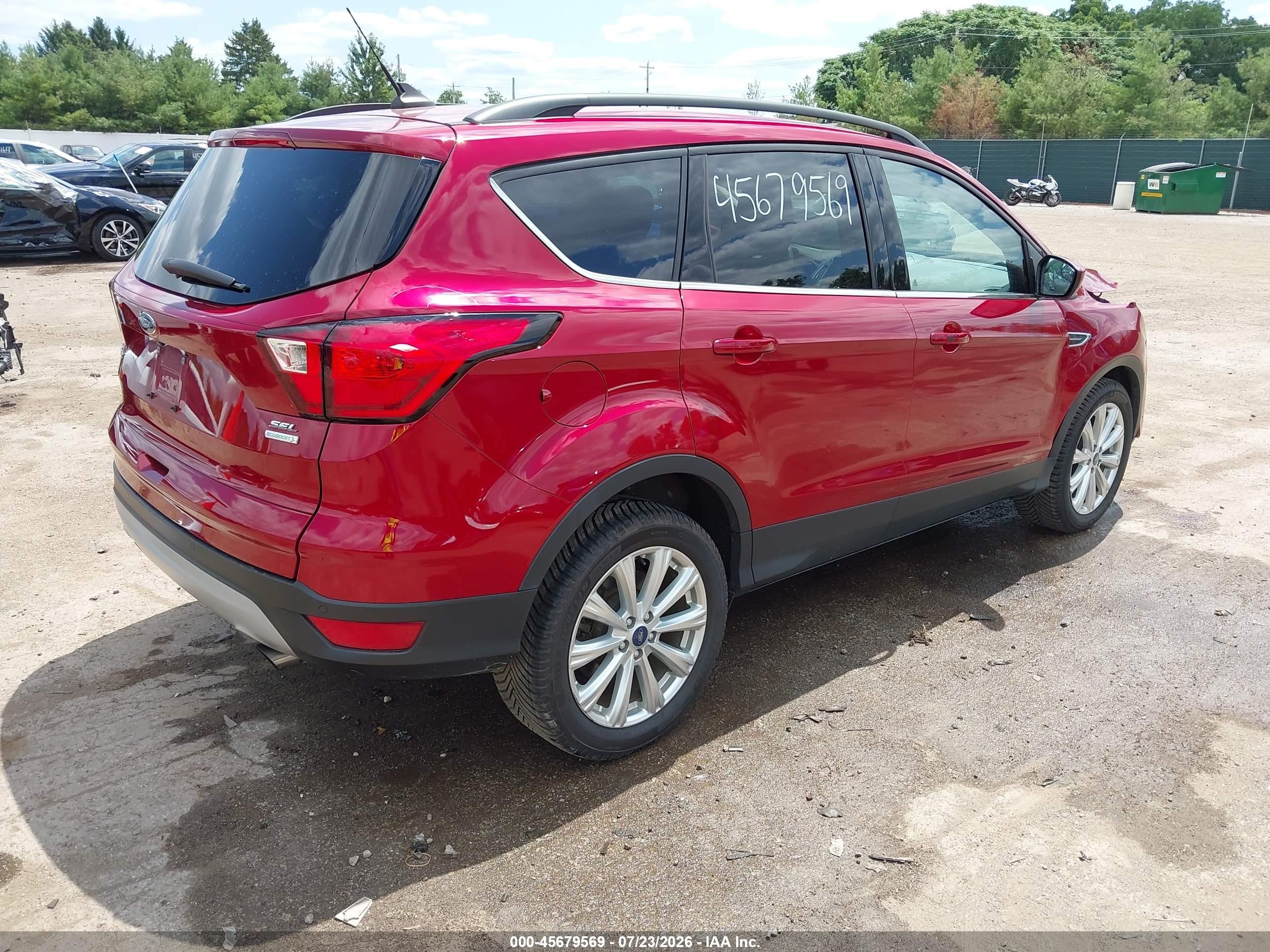 2019 Ford Escape Sel Red vin: 1FMCU0HDXKUB96674