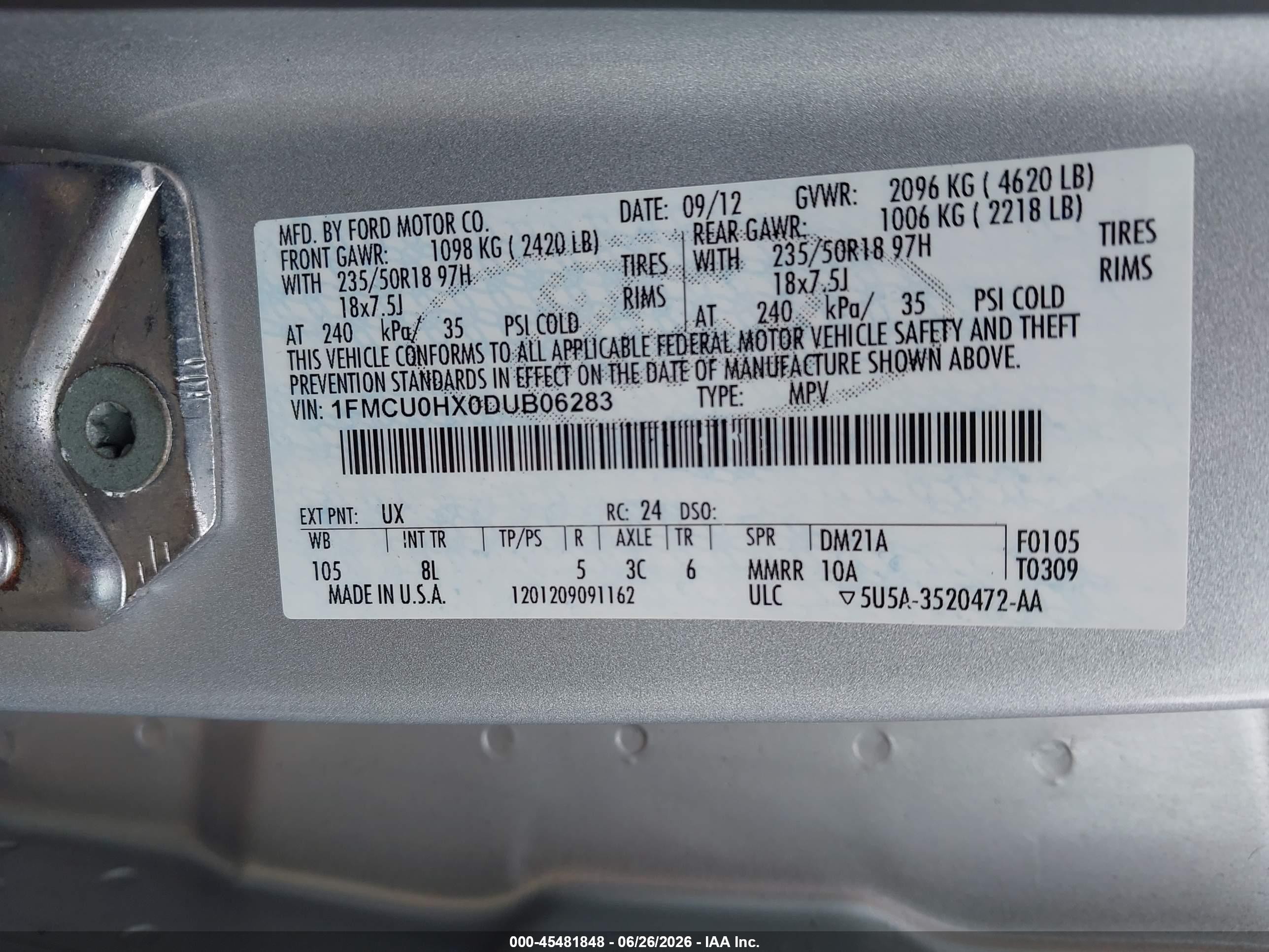 2013 Ford Escape Sel Silver vin: 1FMCU0HX0DUB06283