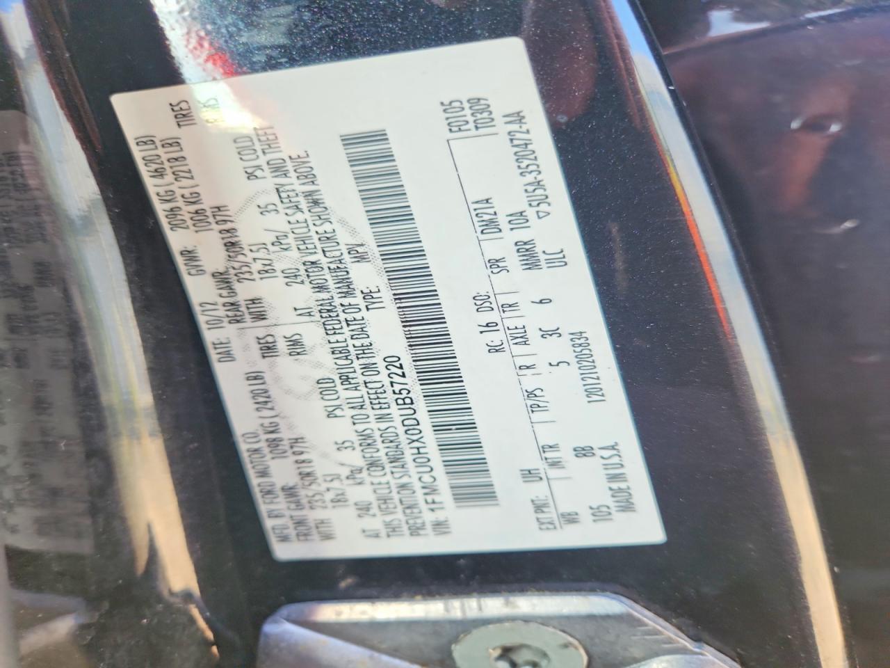 2013 Ford Escape Sel Black vin: 1FMCU0HX0DUB57220
