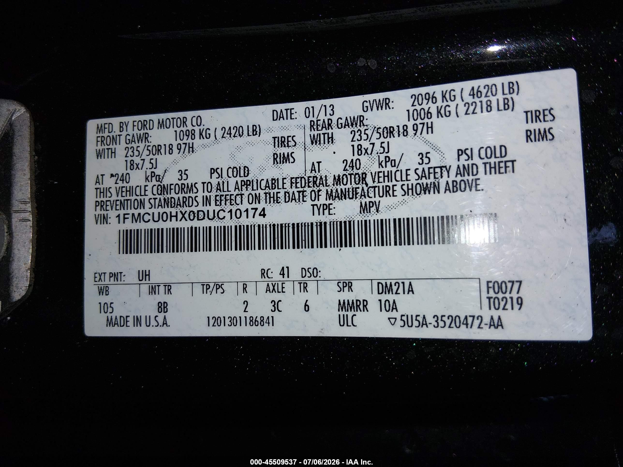 2013 Ford Escape Sel Black vin: 1FMCU0HX0DUC10174