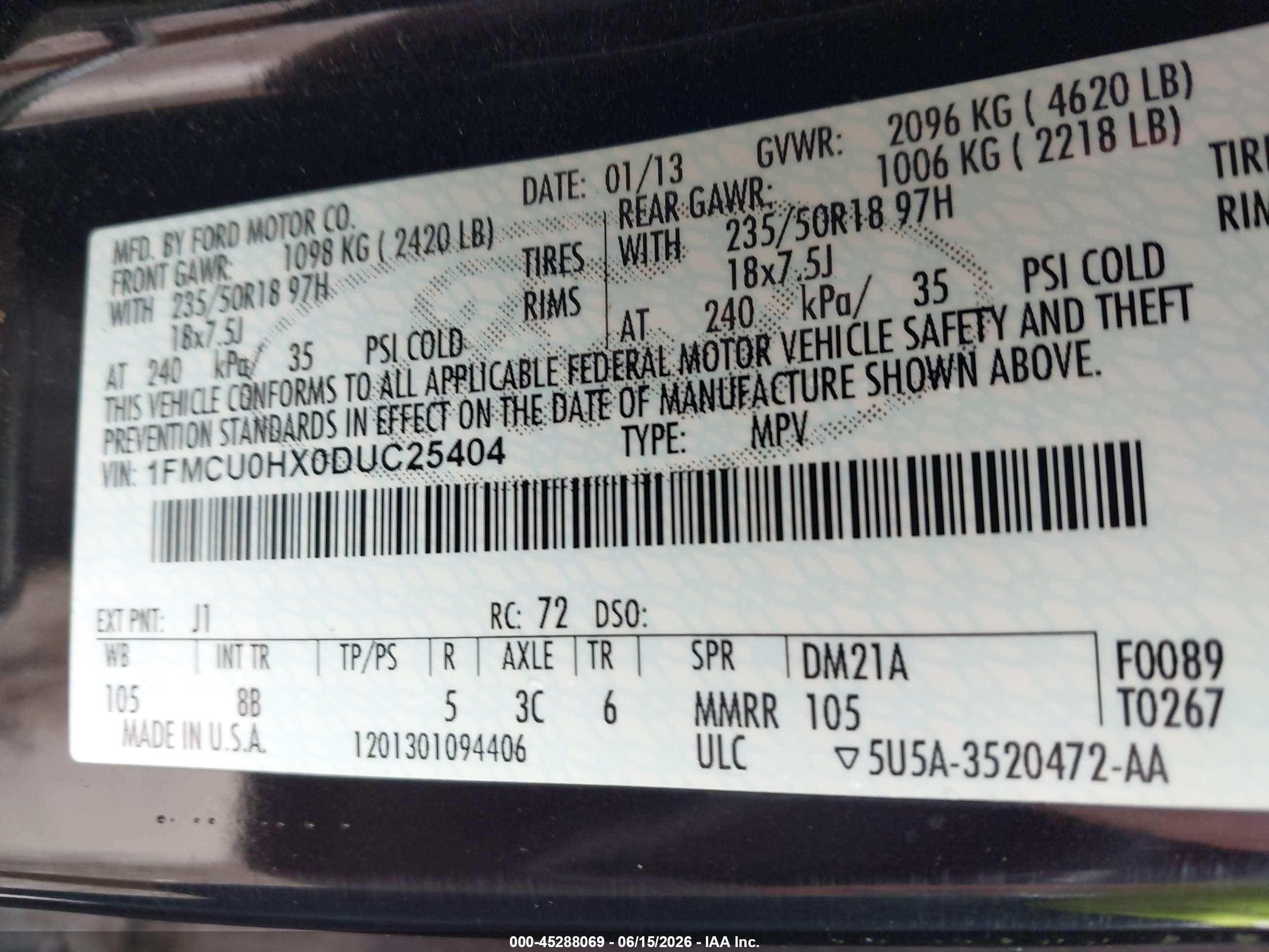 2013 Ford Escape Sel Black vin: 1FMCU0HX0DUC25404