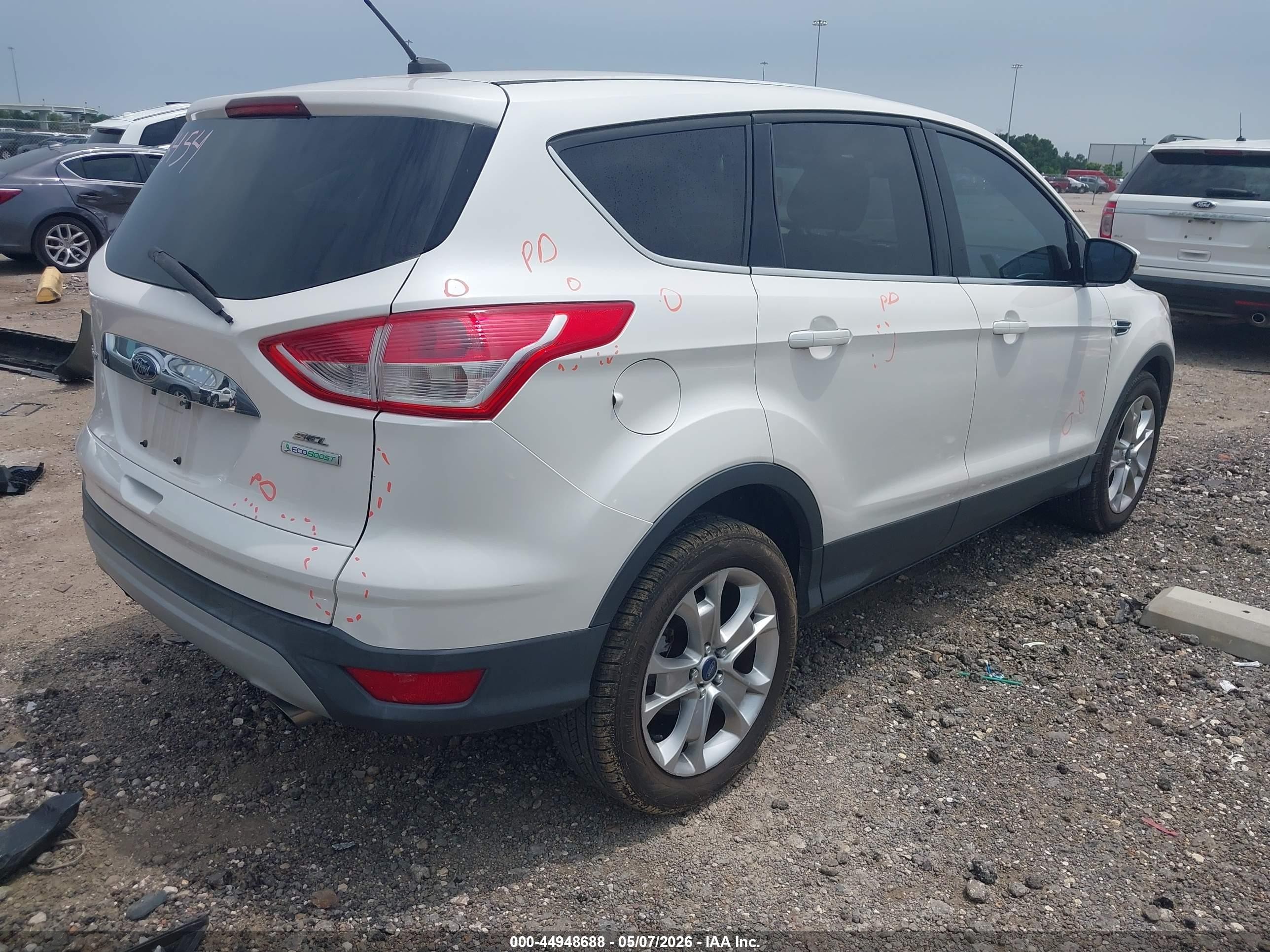 2013 Ford Escape Sel White vin: 1FMCU0HX2DUD84392