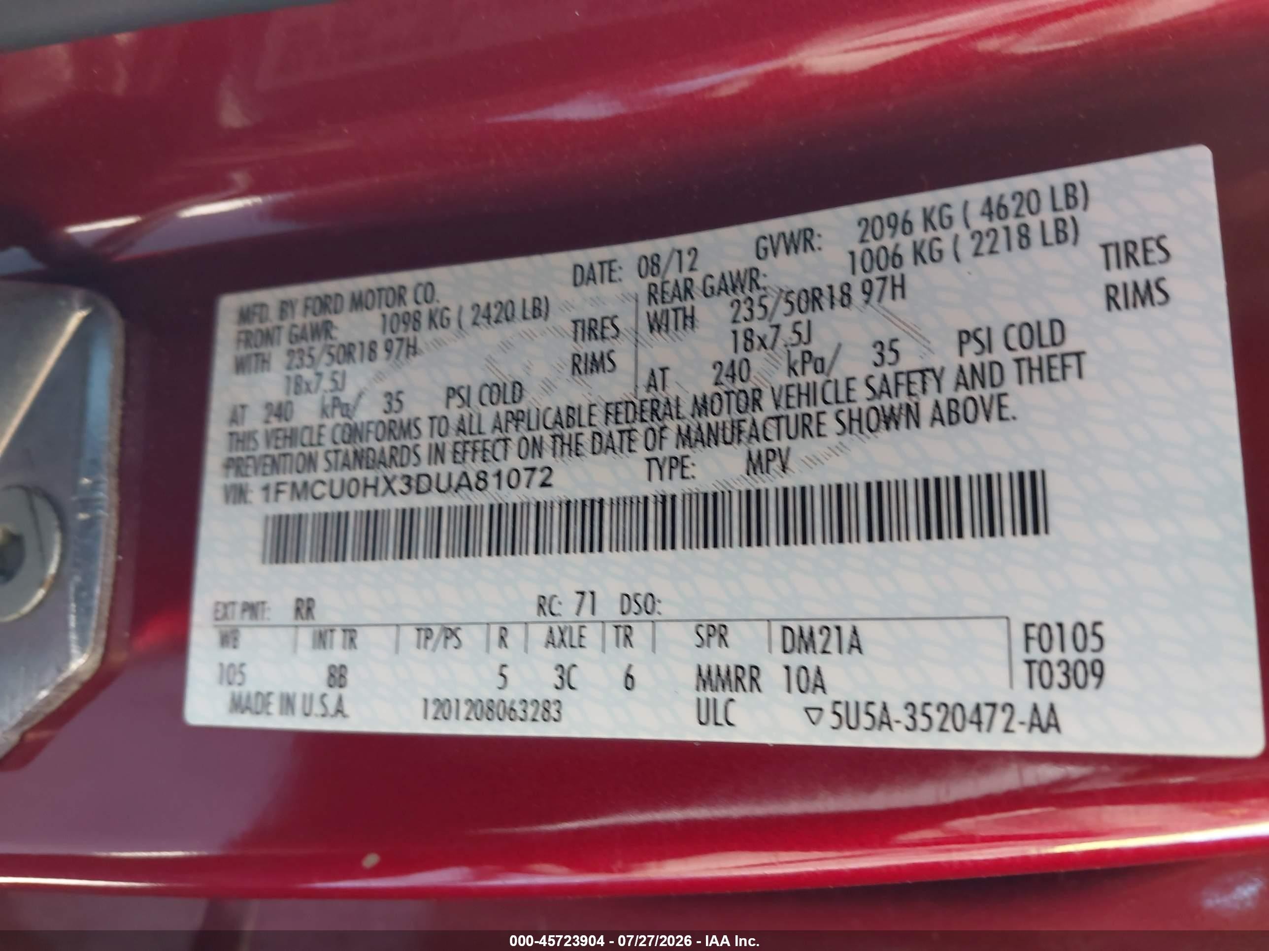 2013 Ford Escape Sel Красный vin: 1FMCU0HX3DUA81072