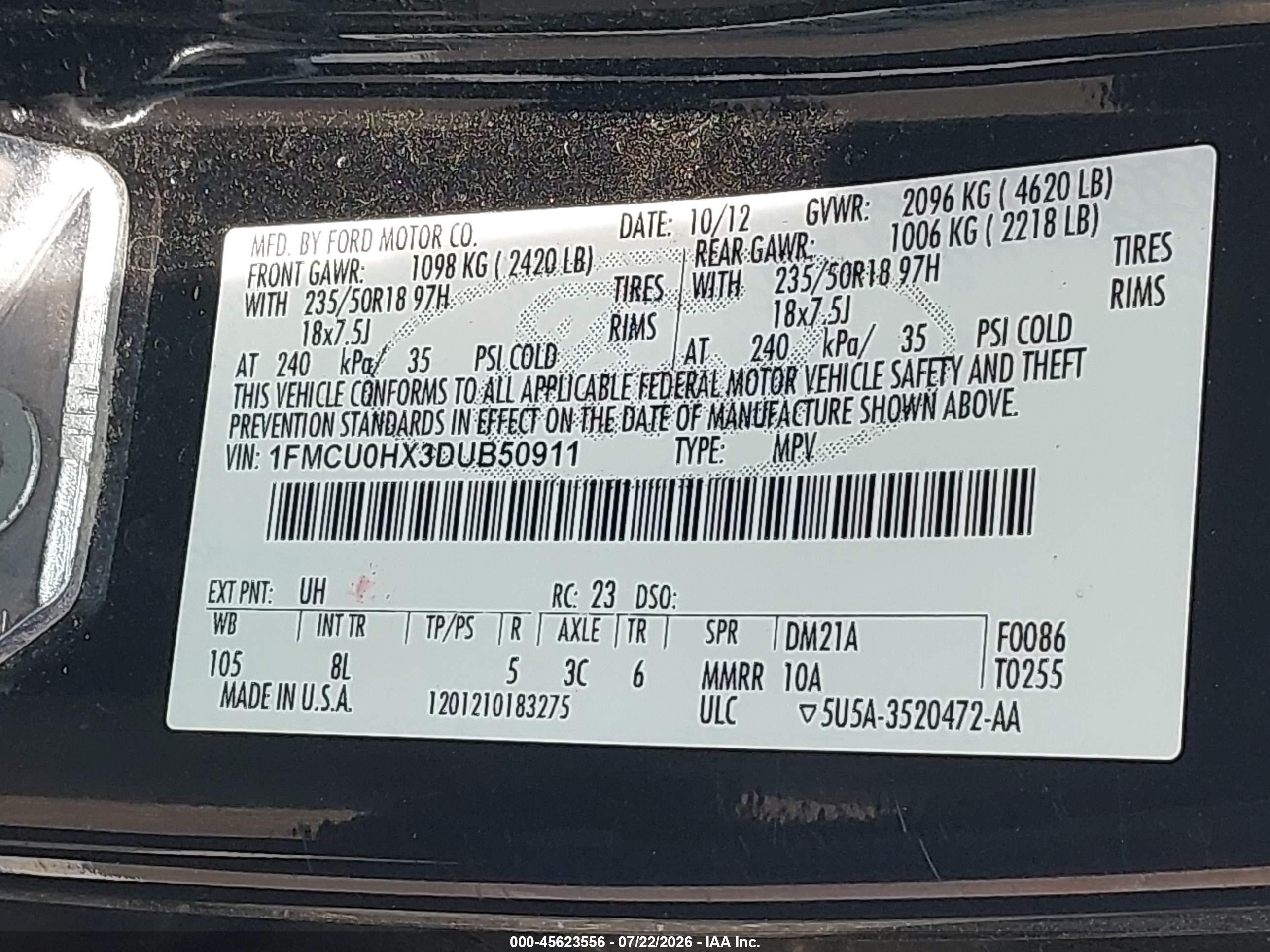 2013 Ford Escape Sel Black vin: 1FMCU0HX3DUB50911