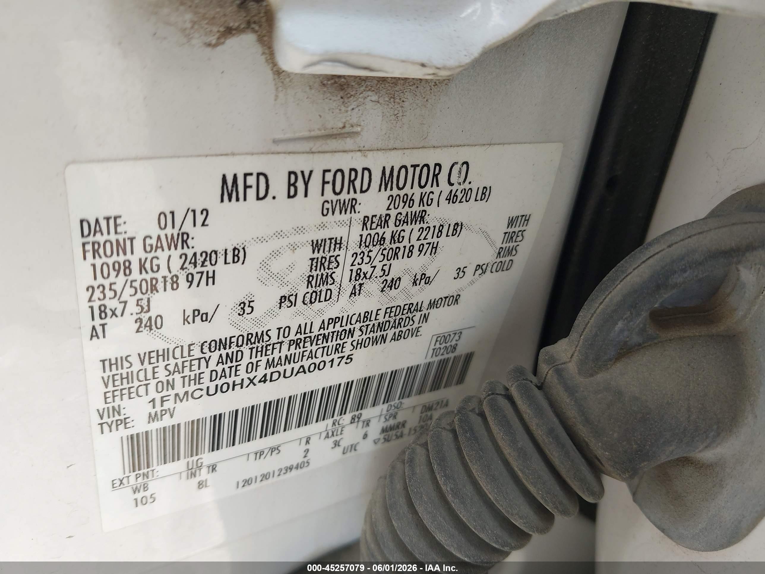 2013 Ford Escape Sel White vin: 1FMCU0HX4DUA00175
