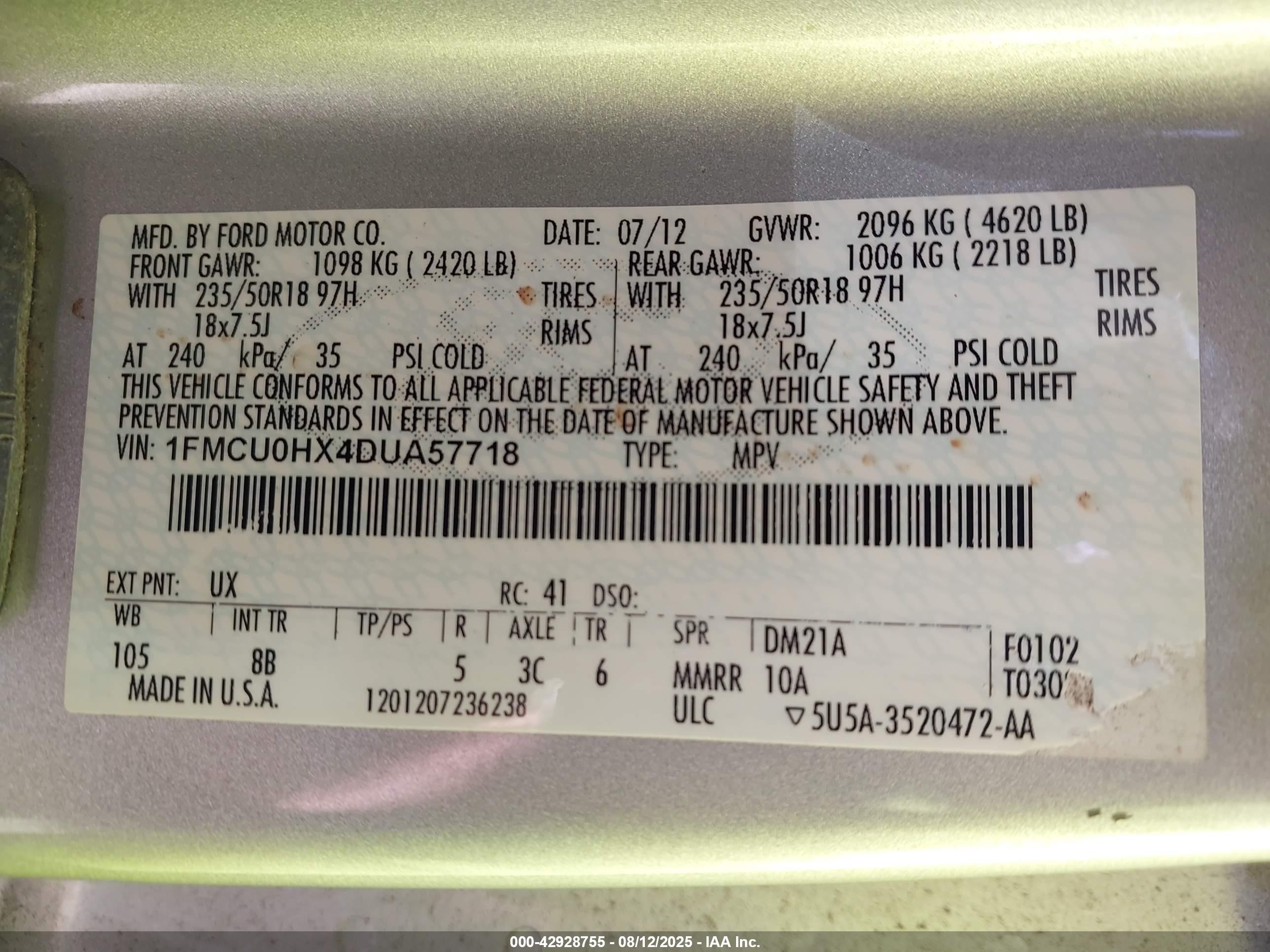 2013 Ford Escape Sel Silver vin: 1FMCU0HX4DUA57718