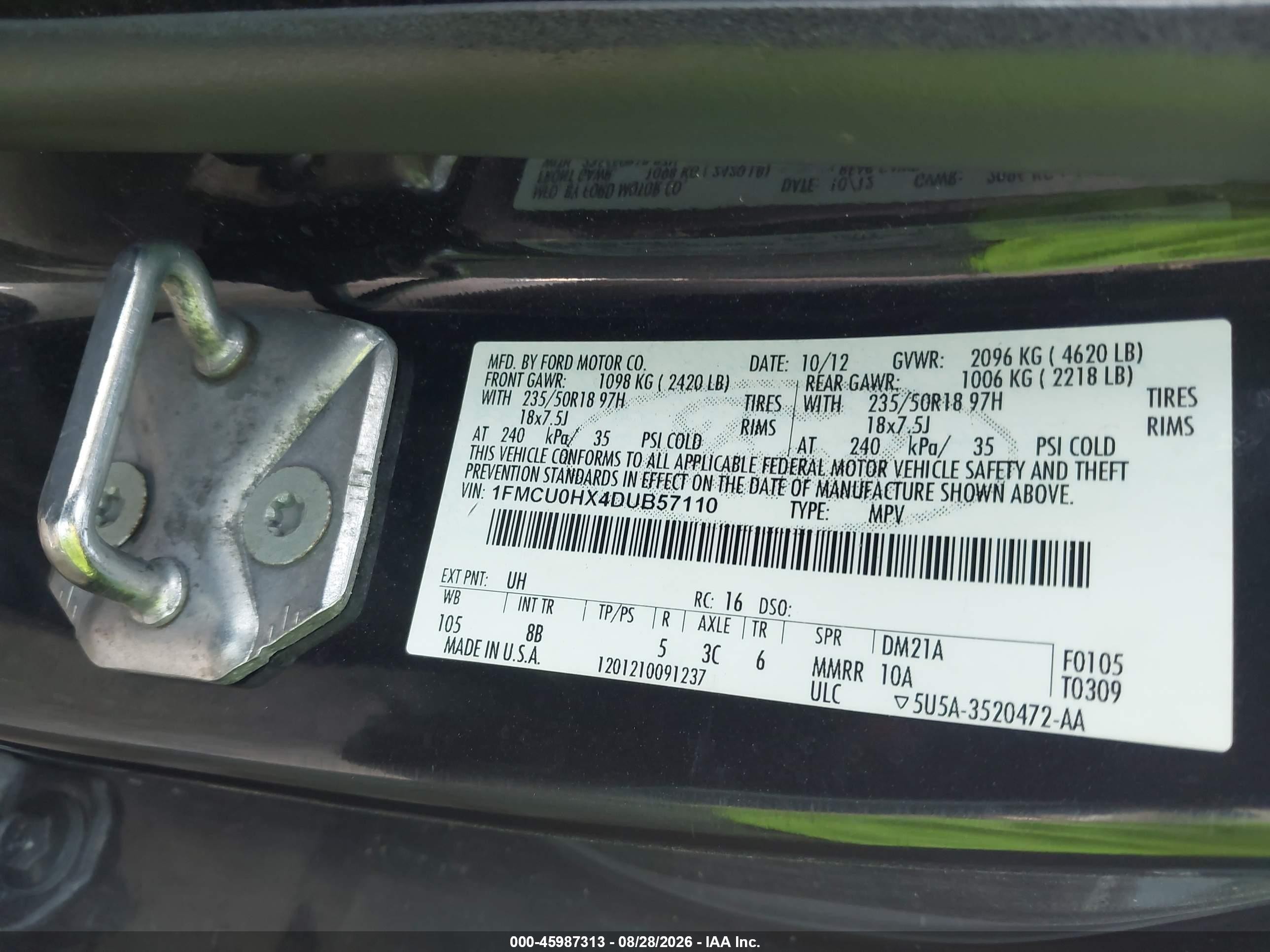 2013 Ford Escape Sel Black vin: 1FMCU0HX4DUB57110