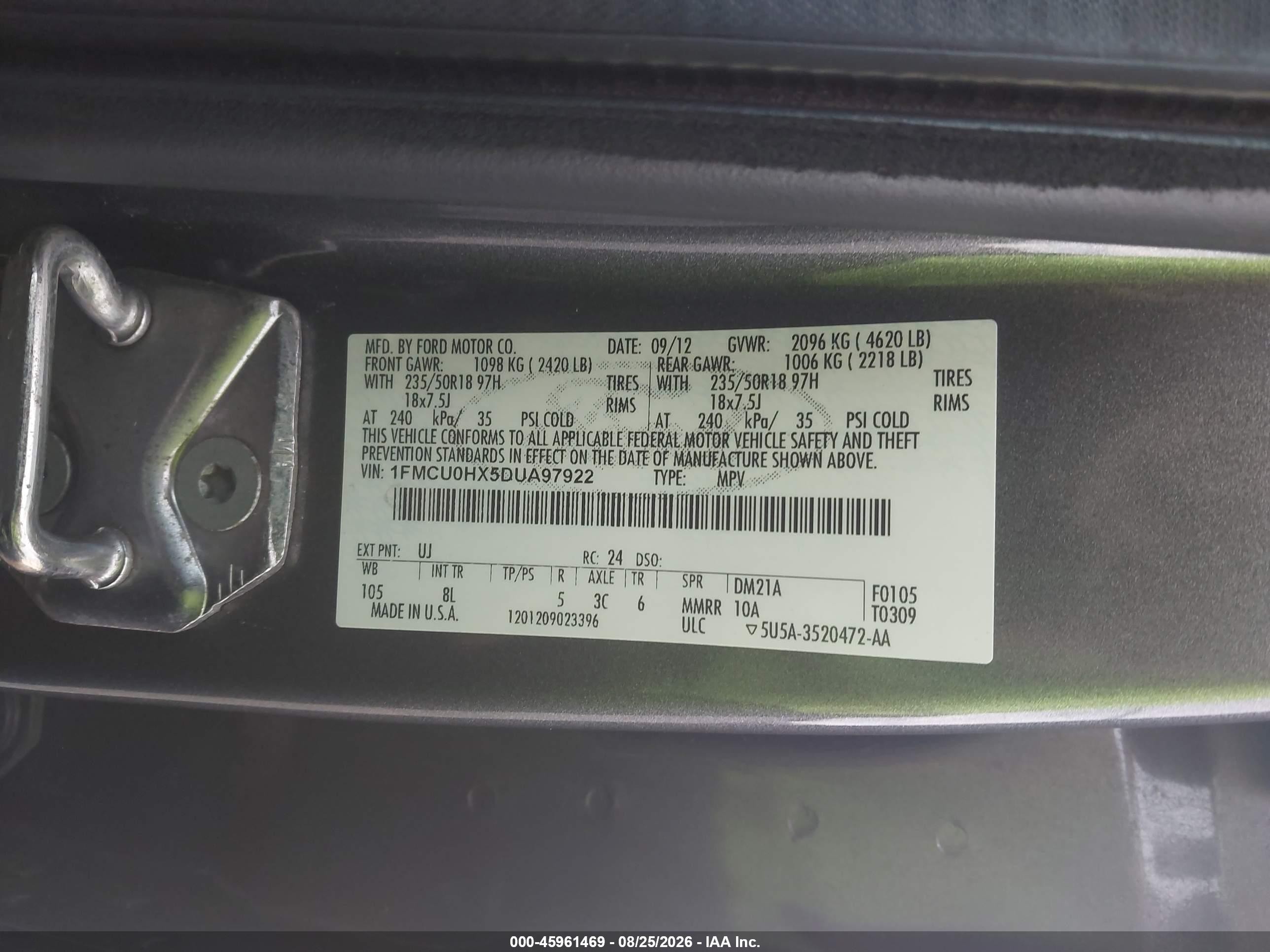 2013 Ford Escape Sel Gray vin: 1FMCU0HX5DUA97922