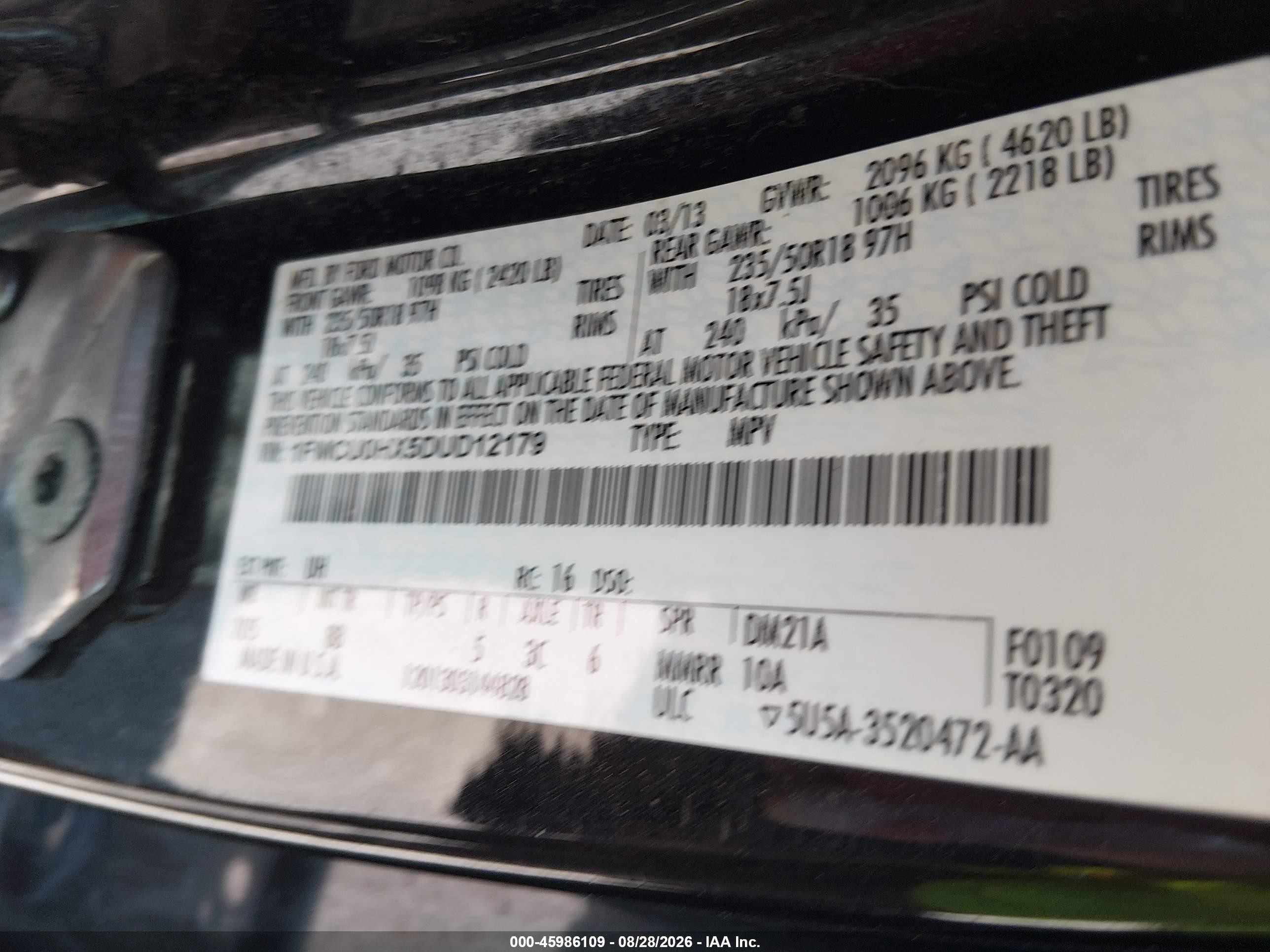 2013 Ford Escape Sel Black vin: 1FMCU0HX5DUD12179