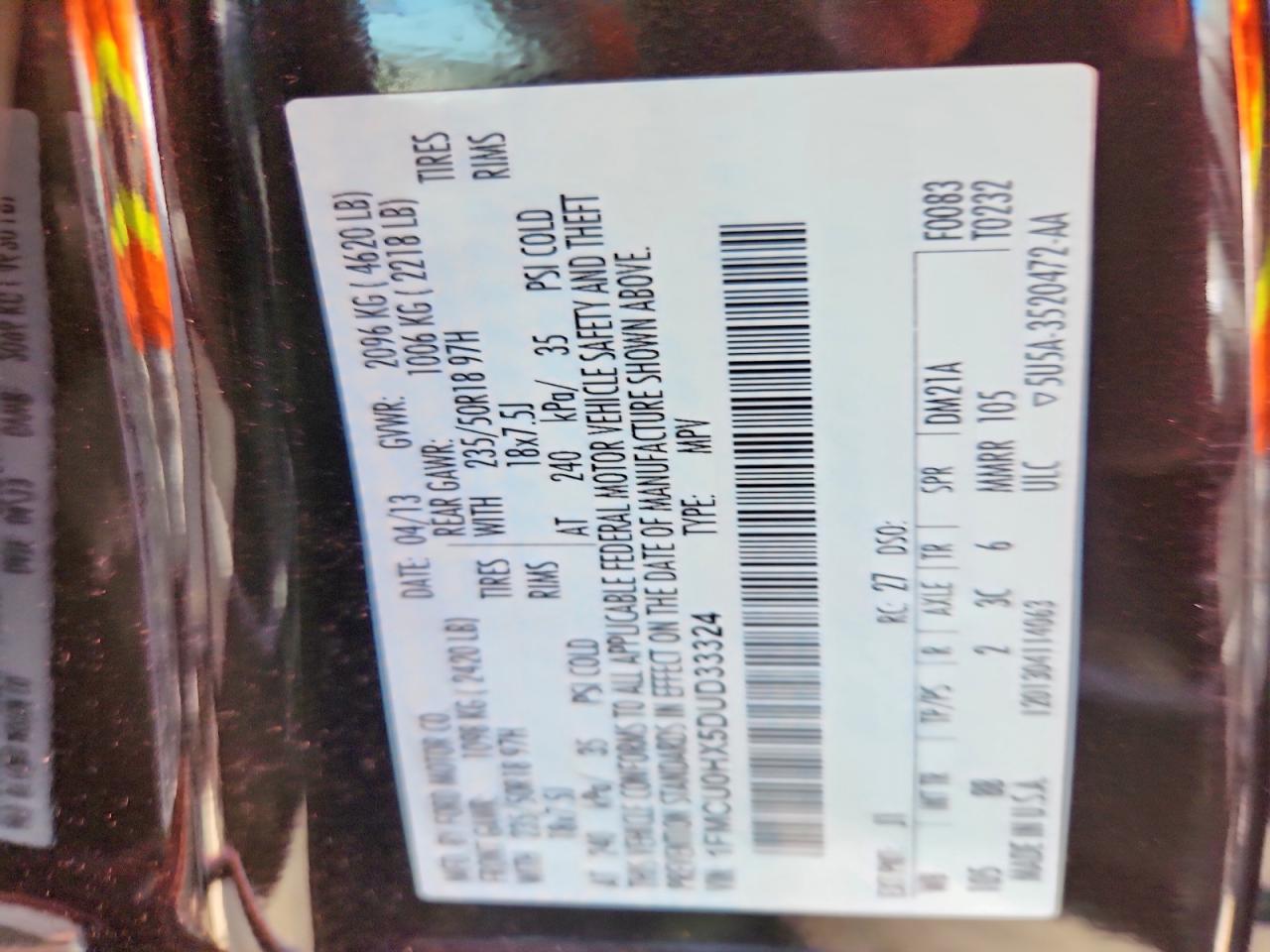 2013 Ford Escape Sel Black vin: 1FMCU0HX5DUD33324