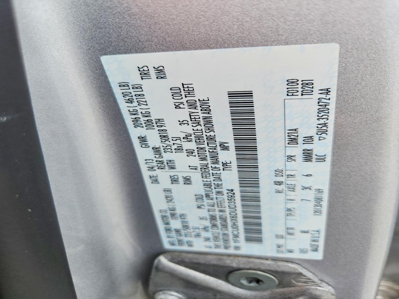 2013 Ford Escape Sel Silver vin: 1FMCU0HX6DUD35924