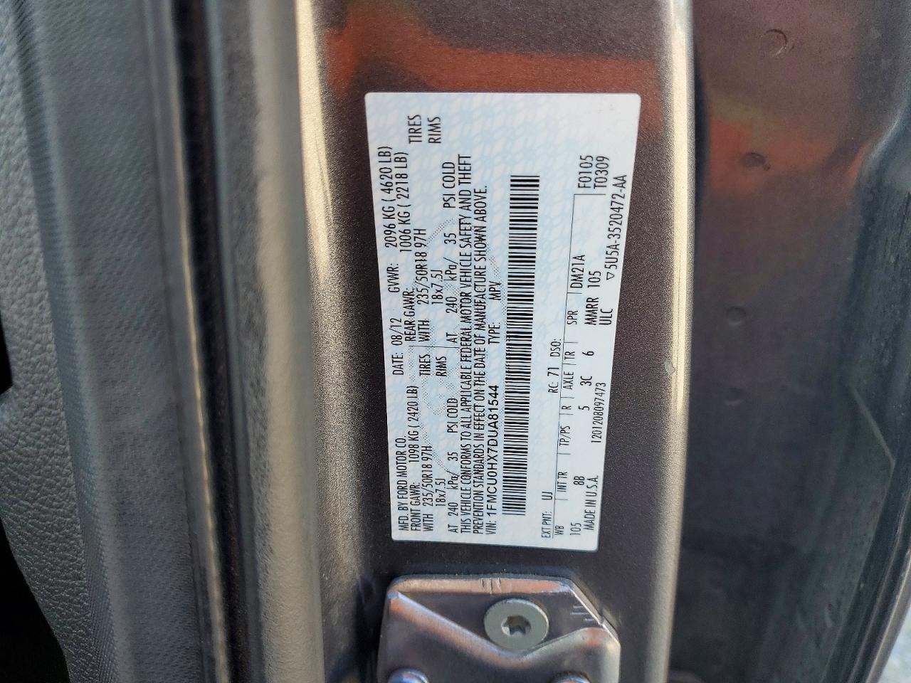 2013 Ford Escape Sel Gray vin: 1FMCU0HX7DUA81544