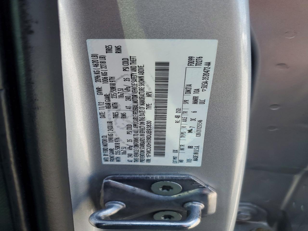 2013 Ford Escape Sel Silver vin: 1FMCU0HX9DUB93830