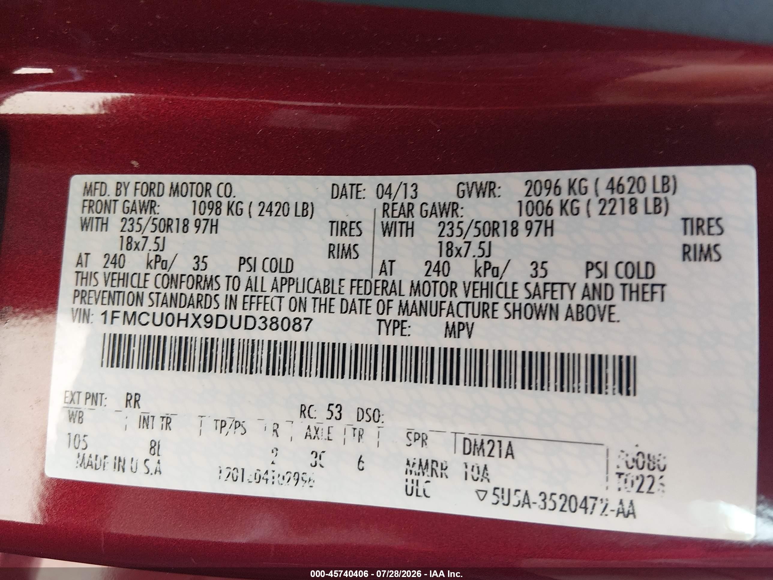 2013 Ford Escape Sel Красный vin: 1FMCU0HX9DUD38087