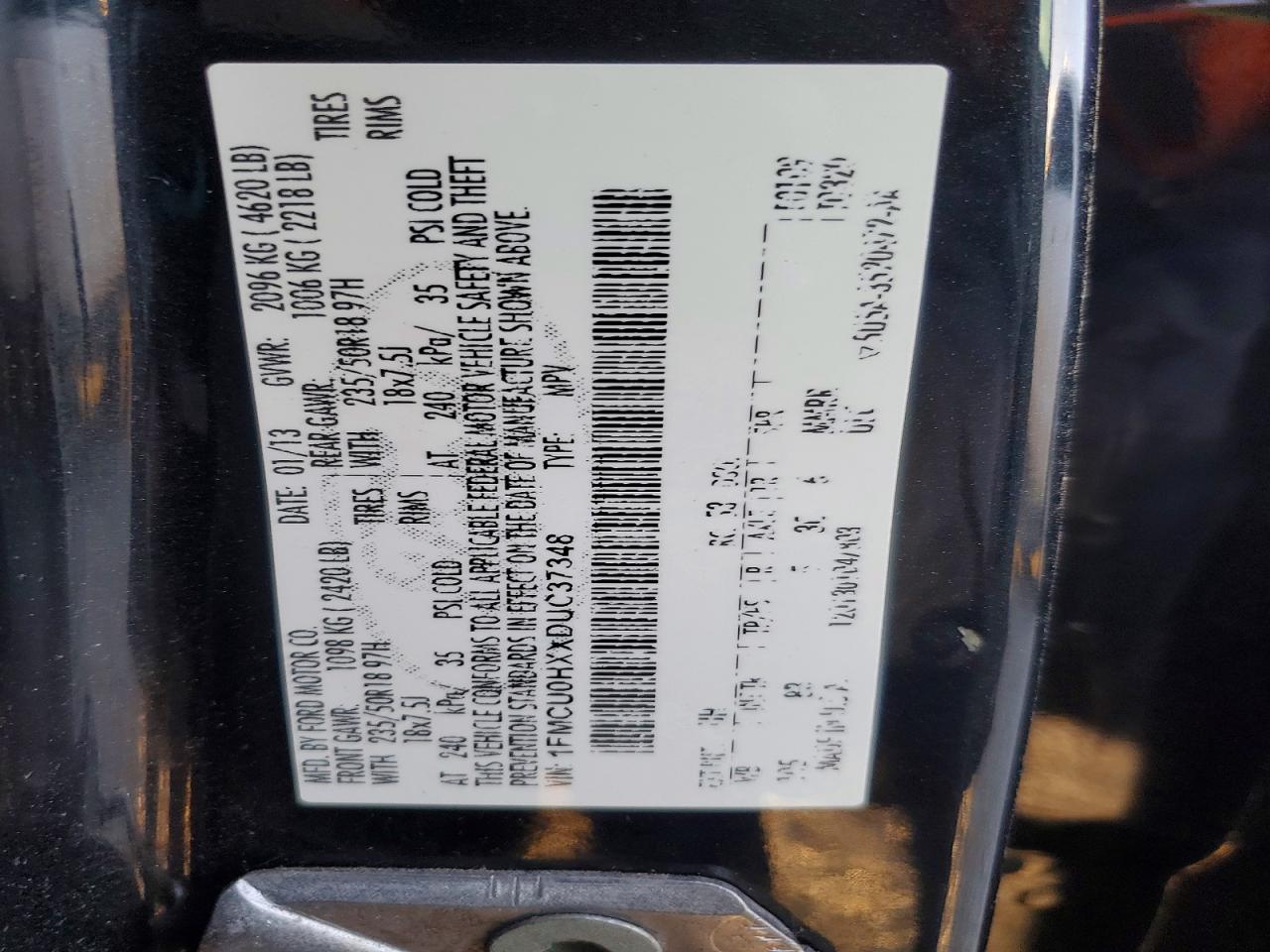 2013 Ford Escape Sel Black vin: 1FMCU0HXXDUC37348