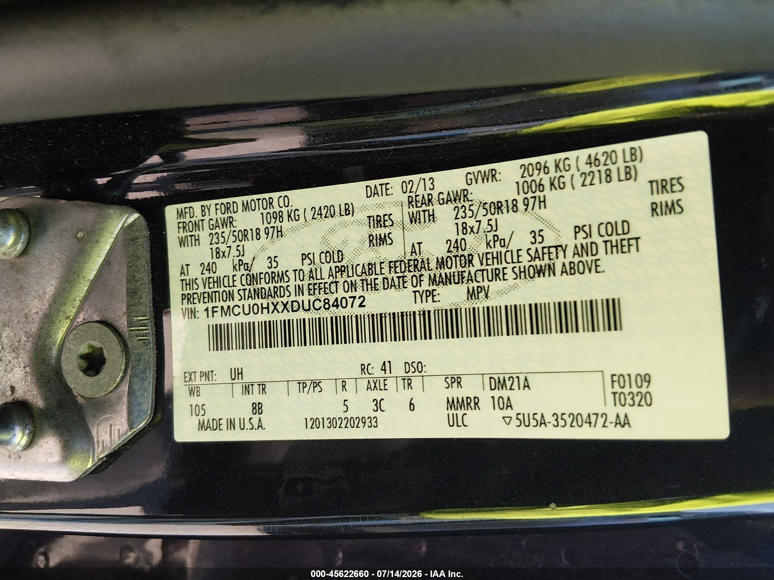 2013 Ford Escape Sel Black vin: 1FMCU0HXXDUC84072