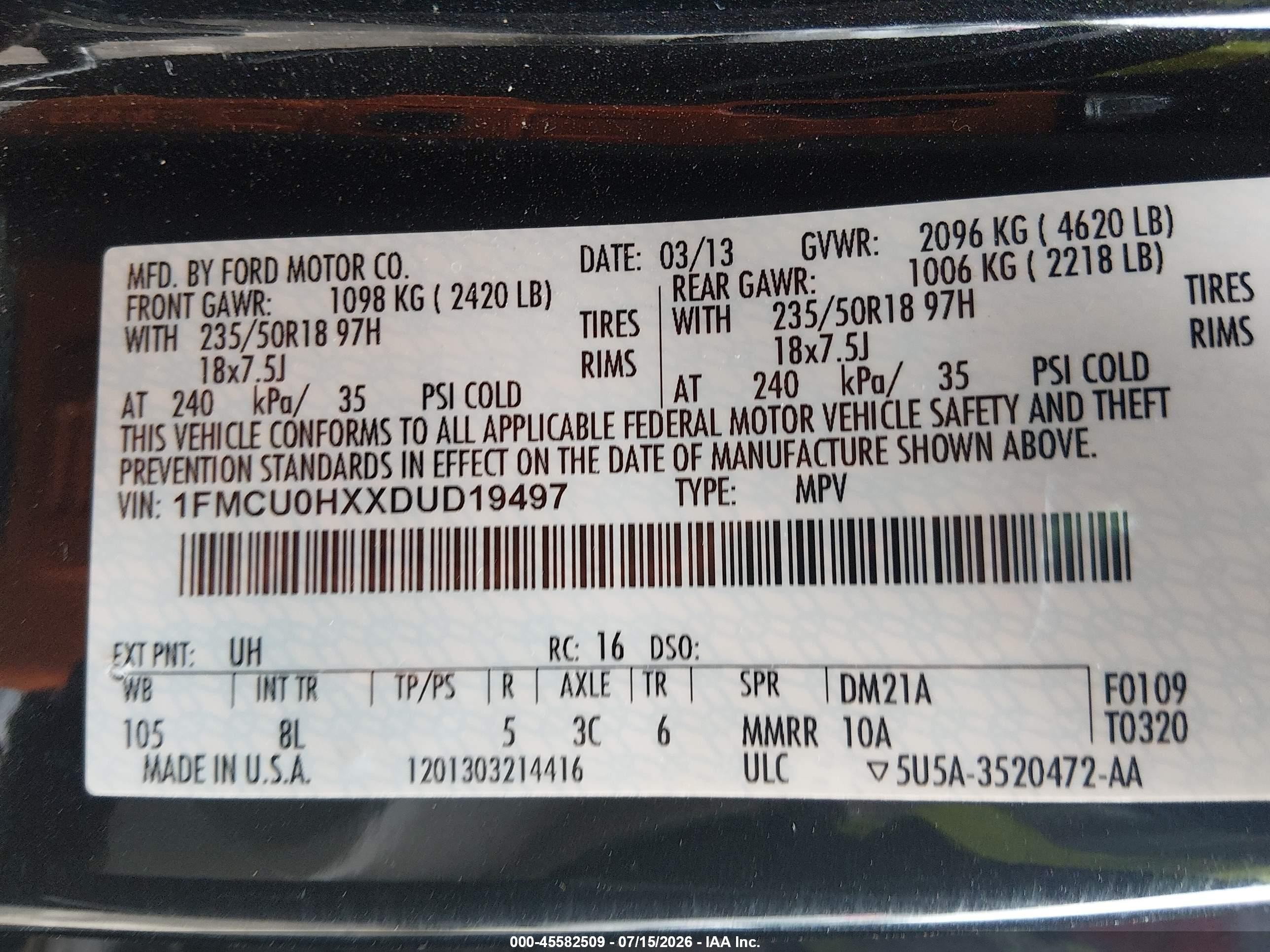 2013 Ford Escape Sel Black vin: 1FMCU0HXXDUD19497