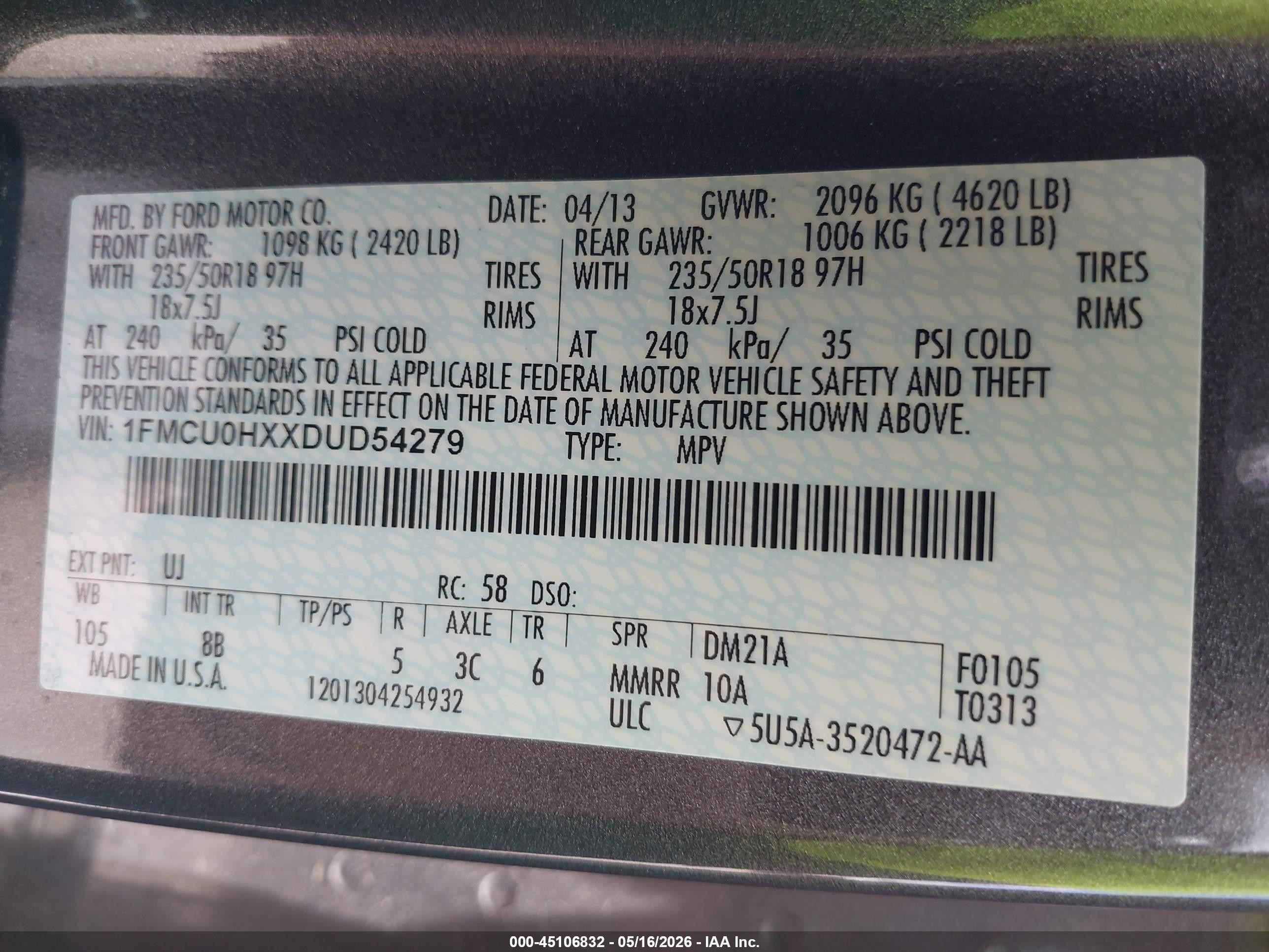 2013 Ford Escape Sel Gray vin: 1FMCU0HXXDUD54279