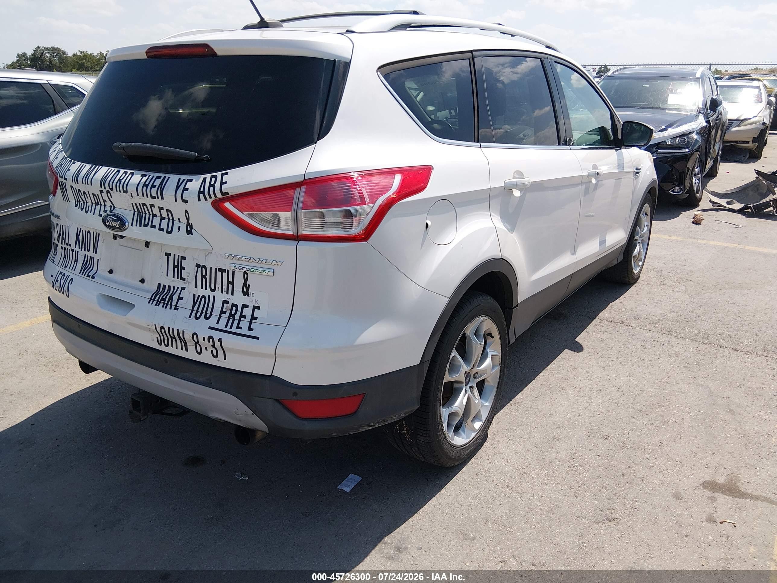 2013 Ford Escape Titanium White vin: 1FMCU0J90DUB14878