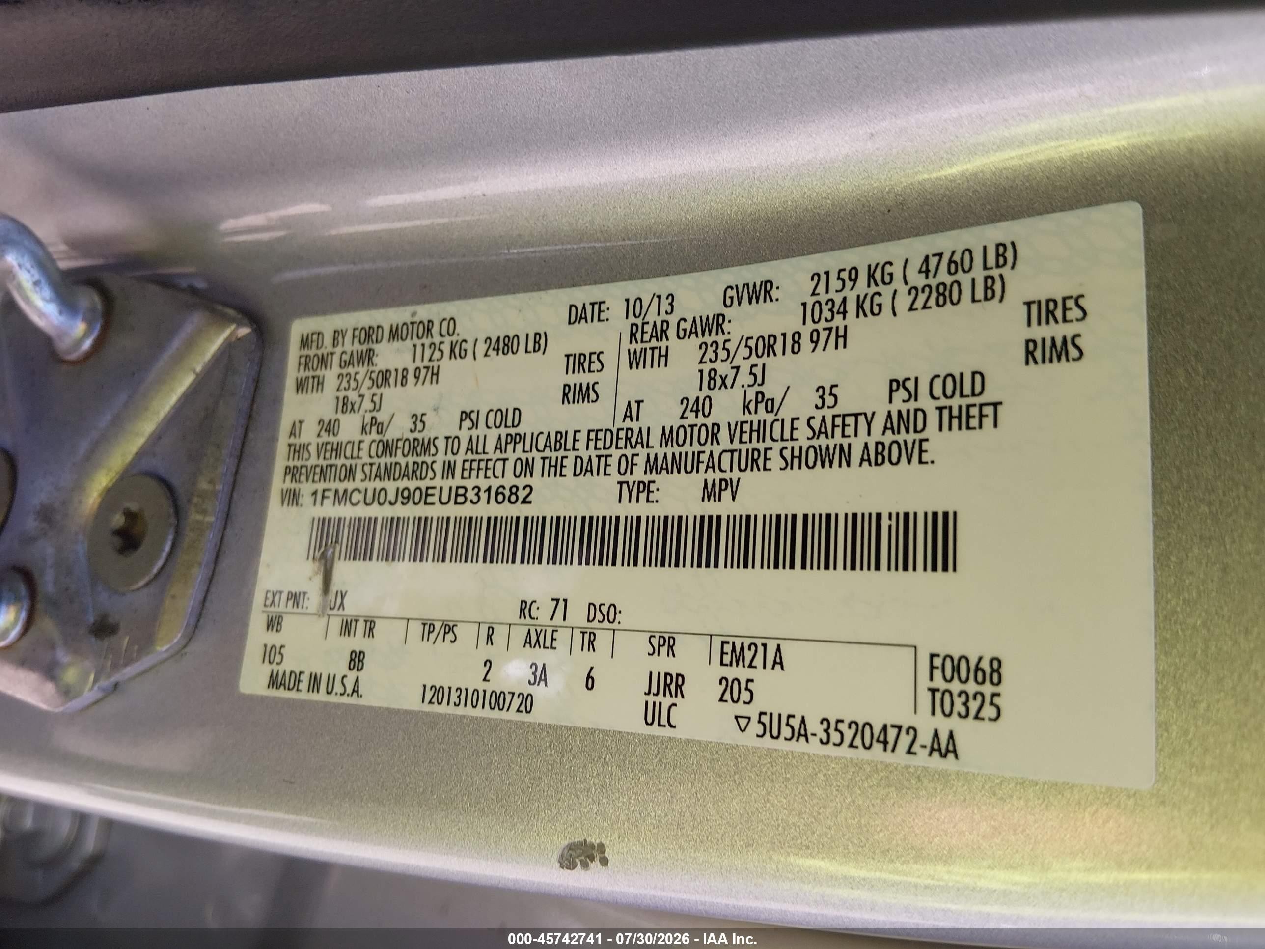 2014 Ford Escape Titanium Silver vin: 1FMCU0J90EUB31682