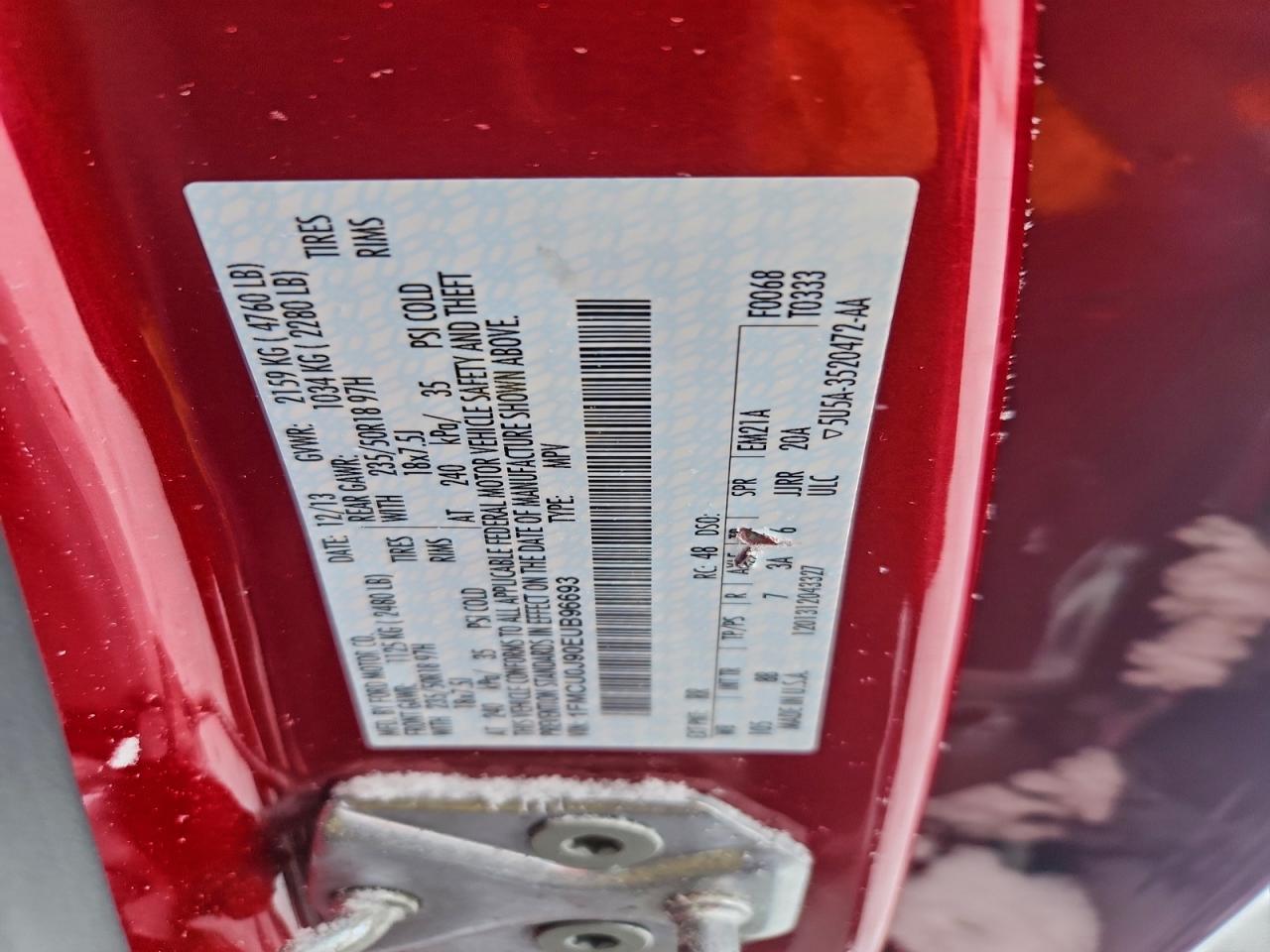 2014 Ford Escape Titanium Red vin: 1FMCU0J90EUB96693