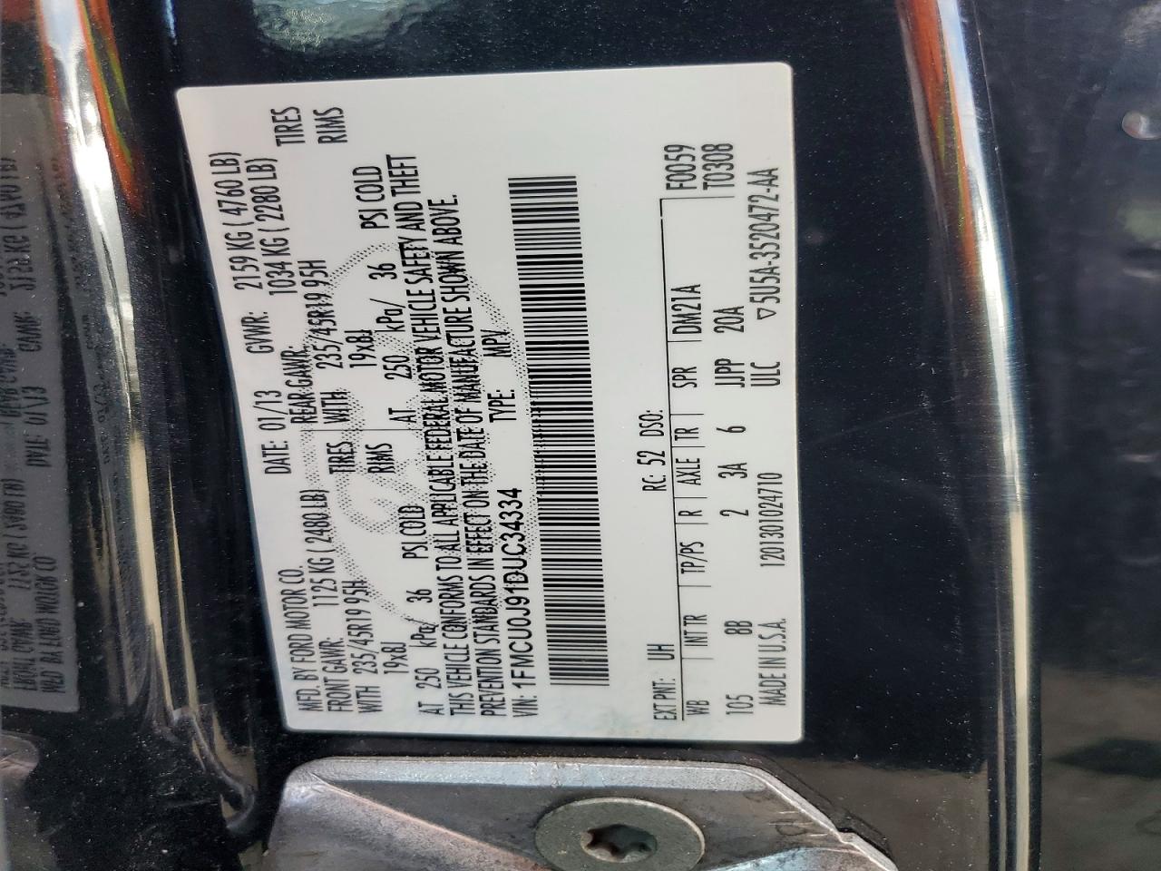 2013 Ford Escape Titanium Black vin: 1FMCU0J91DUC34334
