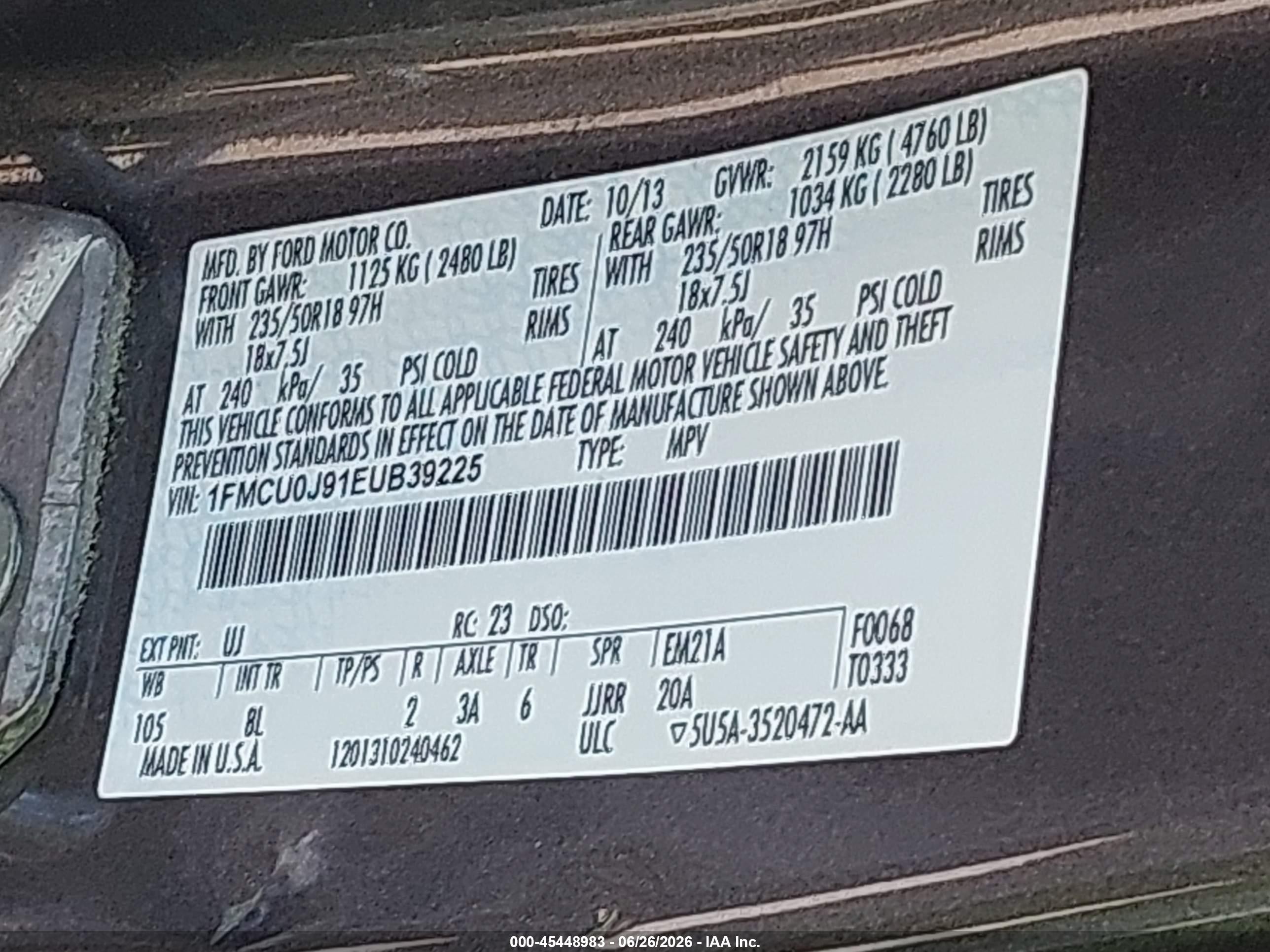 2014 Ford Escape Titanium Gray vin: 1FMCU0J91EUB39225