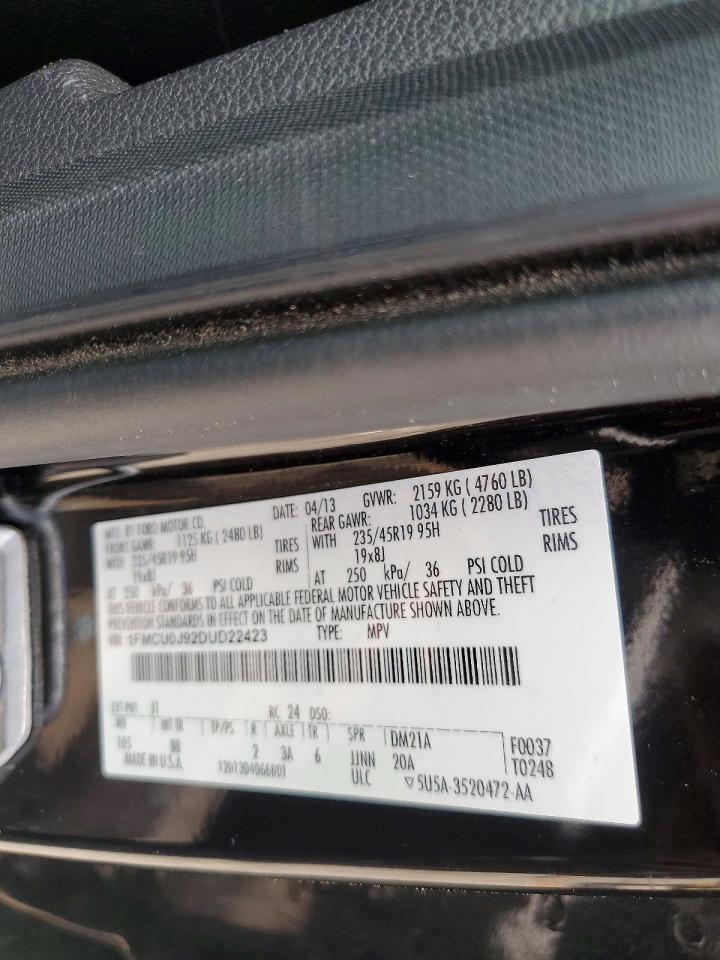 2013 Ford Escape Titanium Черный vin: 1FMCU0J92DUD22423