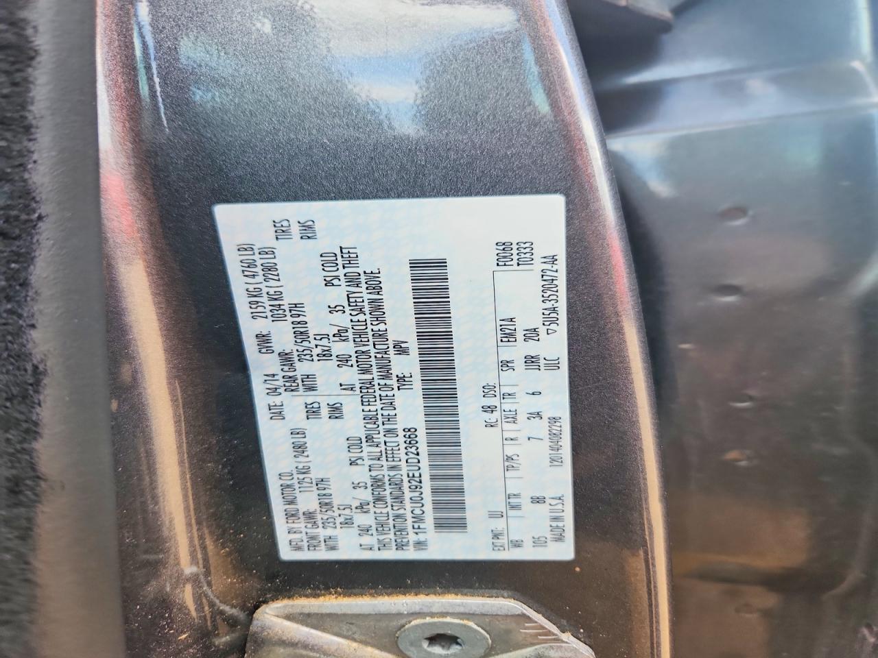 2014 Ford Escape Titanium Gray vin: 1FMCU0J92EUD23668