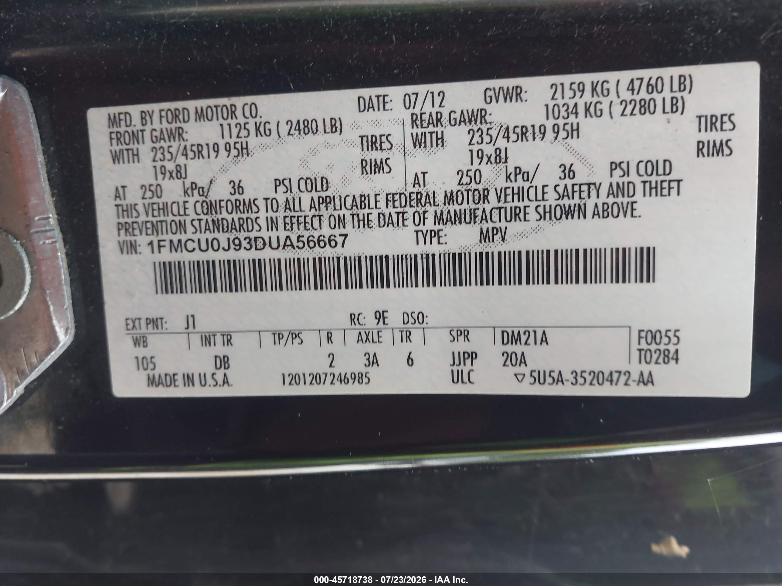 2013 Ford Escape Titanium Black vin: 1FMCU0J93DUA56667